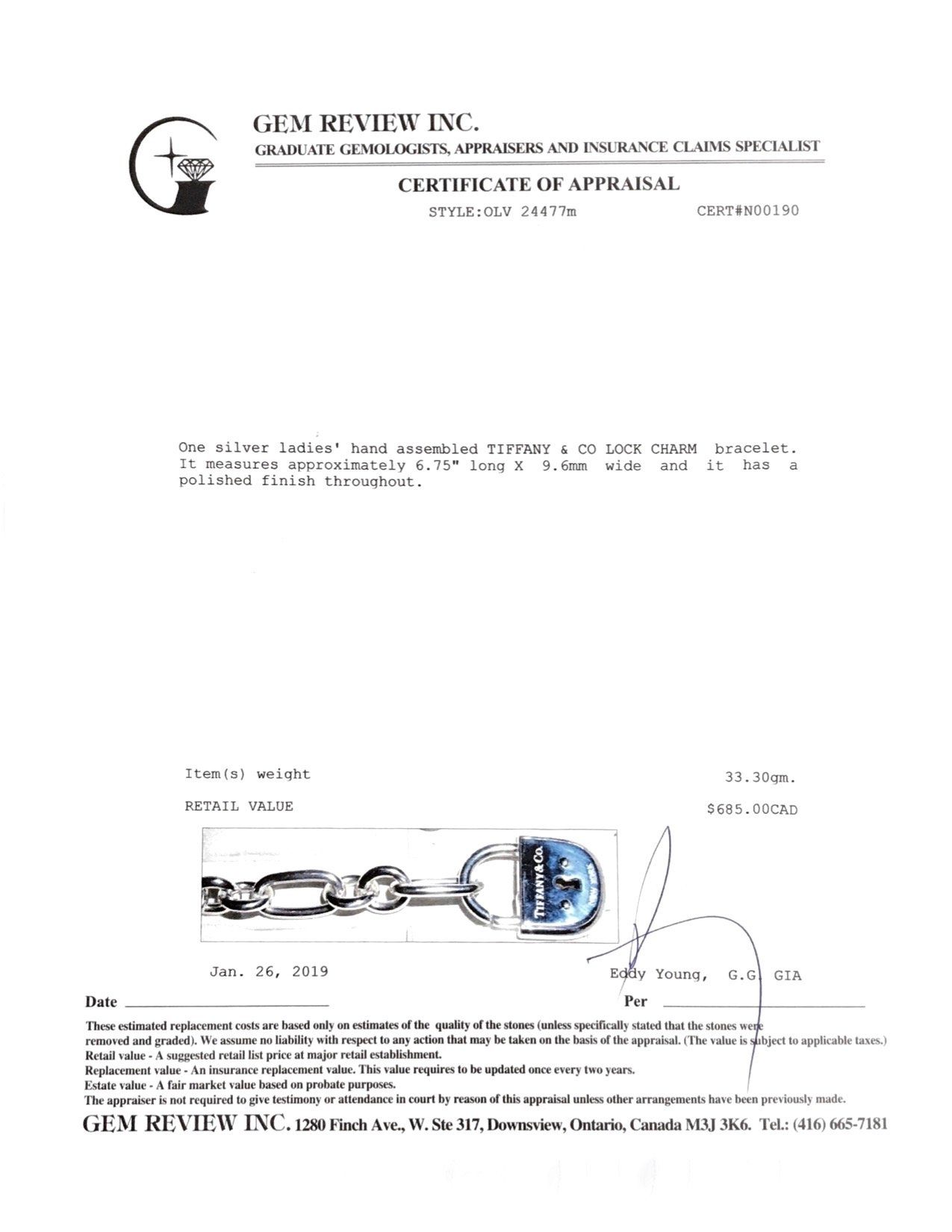 Tiffany & Co. Lock Charm Bracelet