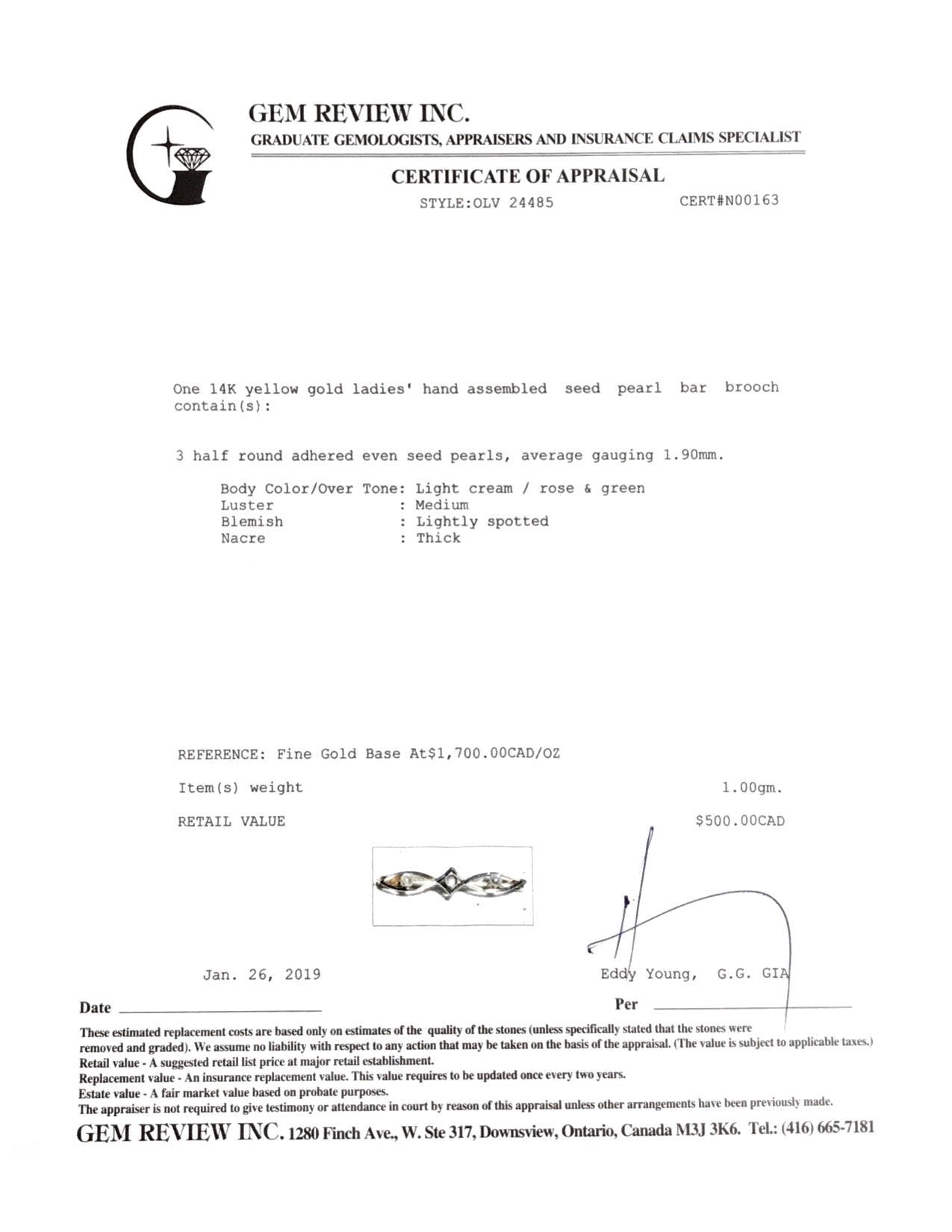 Antique Seed Pearl Bar Brooch