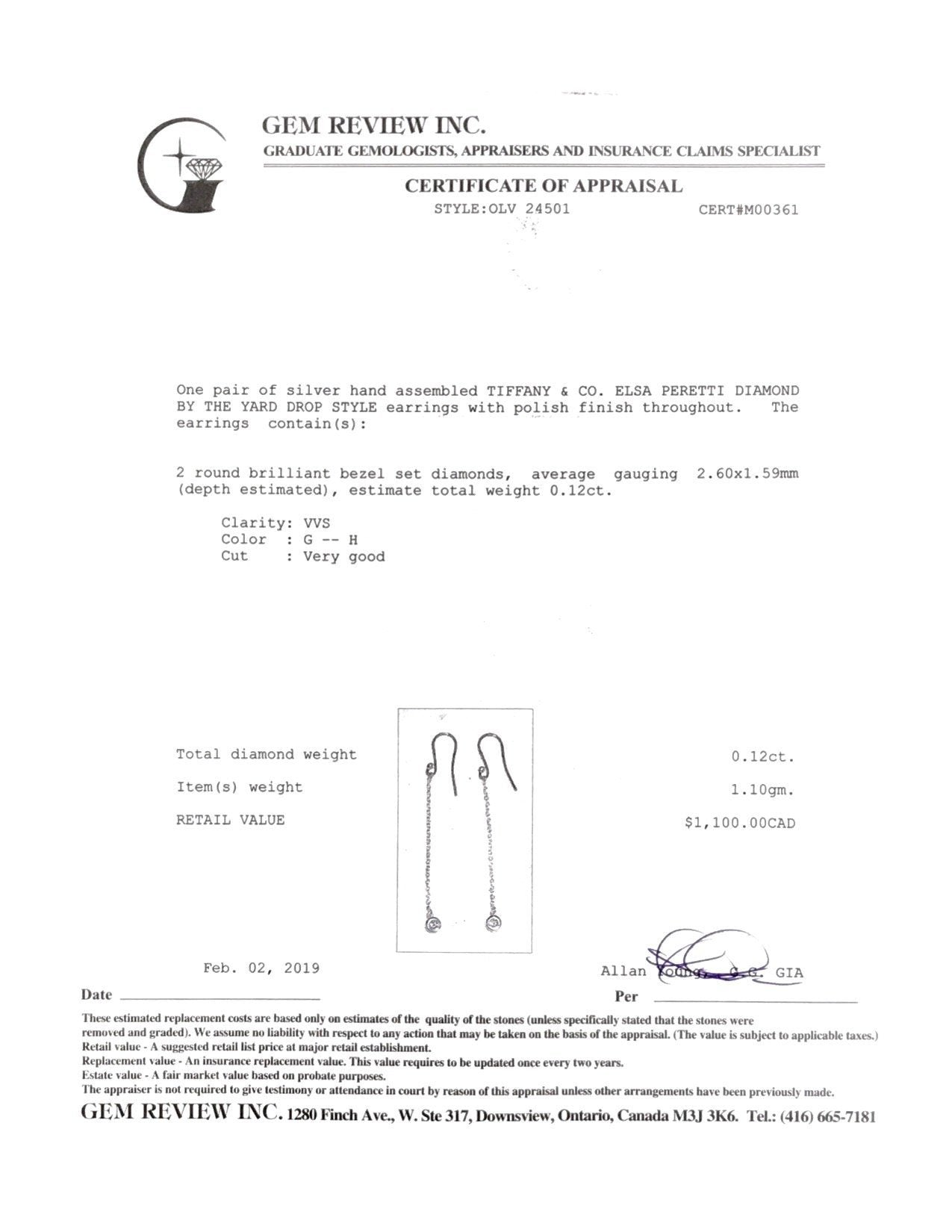 Tiffany & Co. Elsa Peretti Diamonds by the Yard Drop Earrings