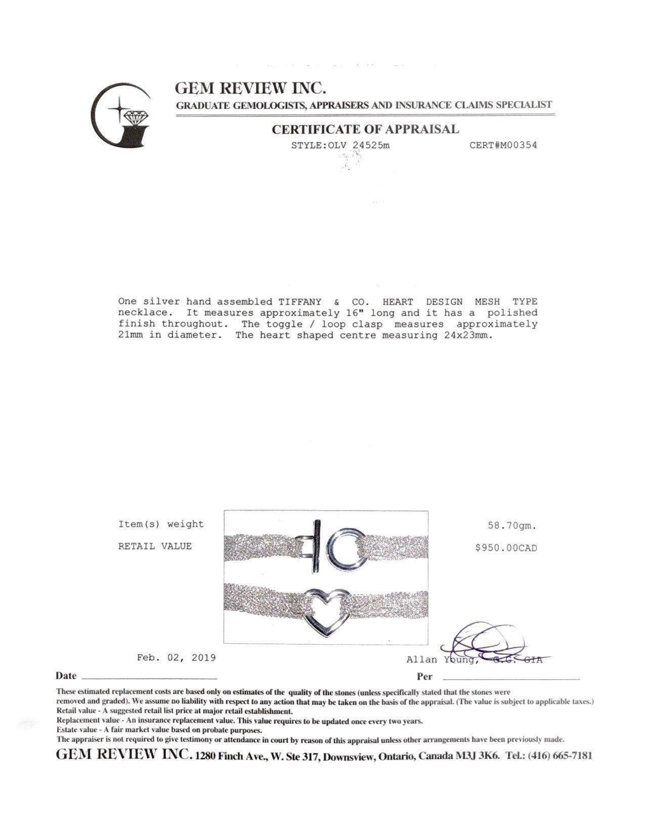 Tiffany & Co. Mesh Heart Necklace