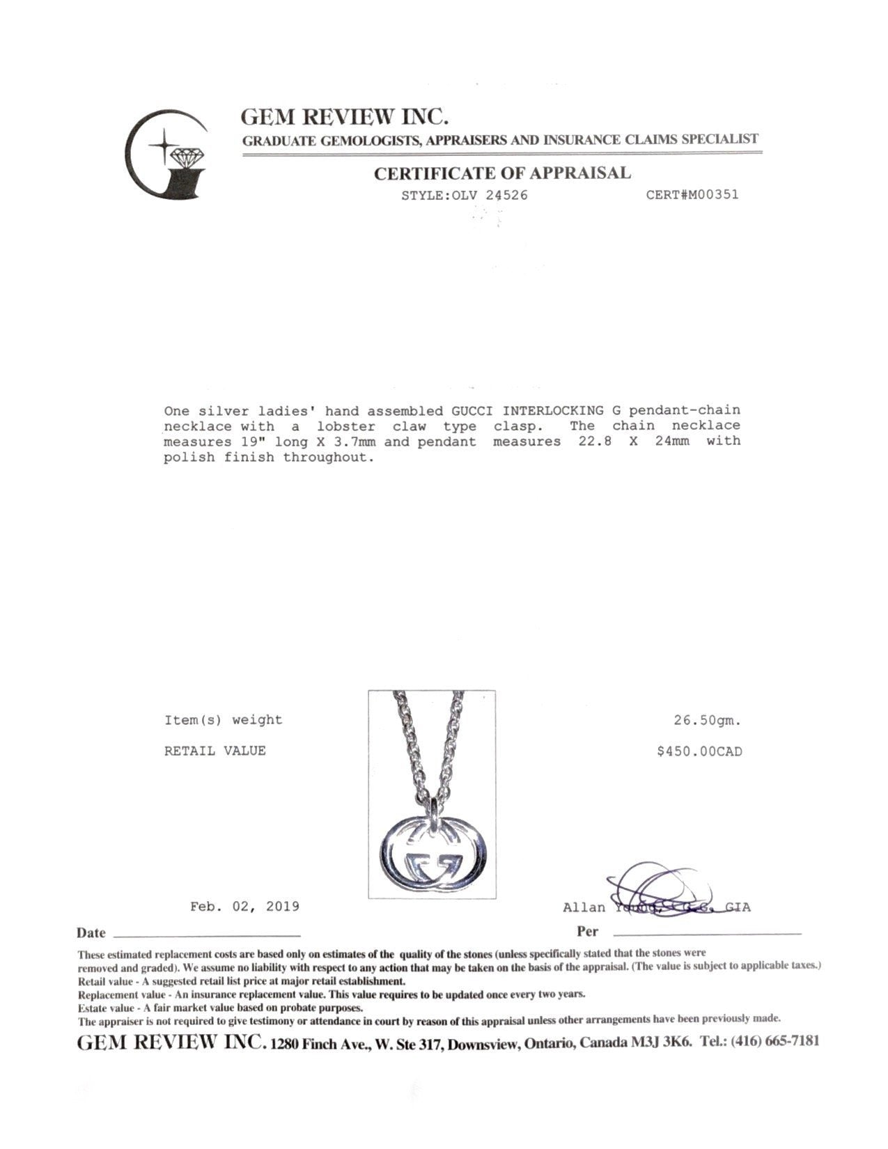 Gucci Interlocking G Pendant Necklace