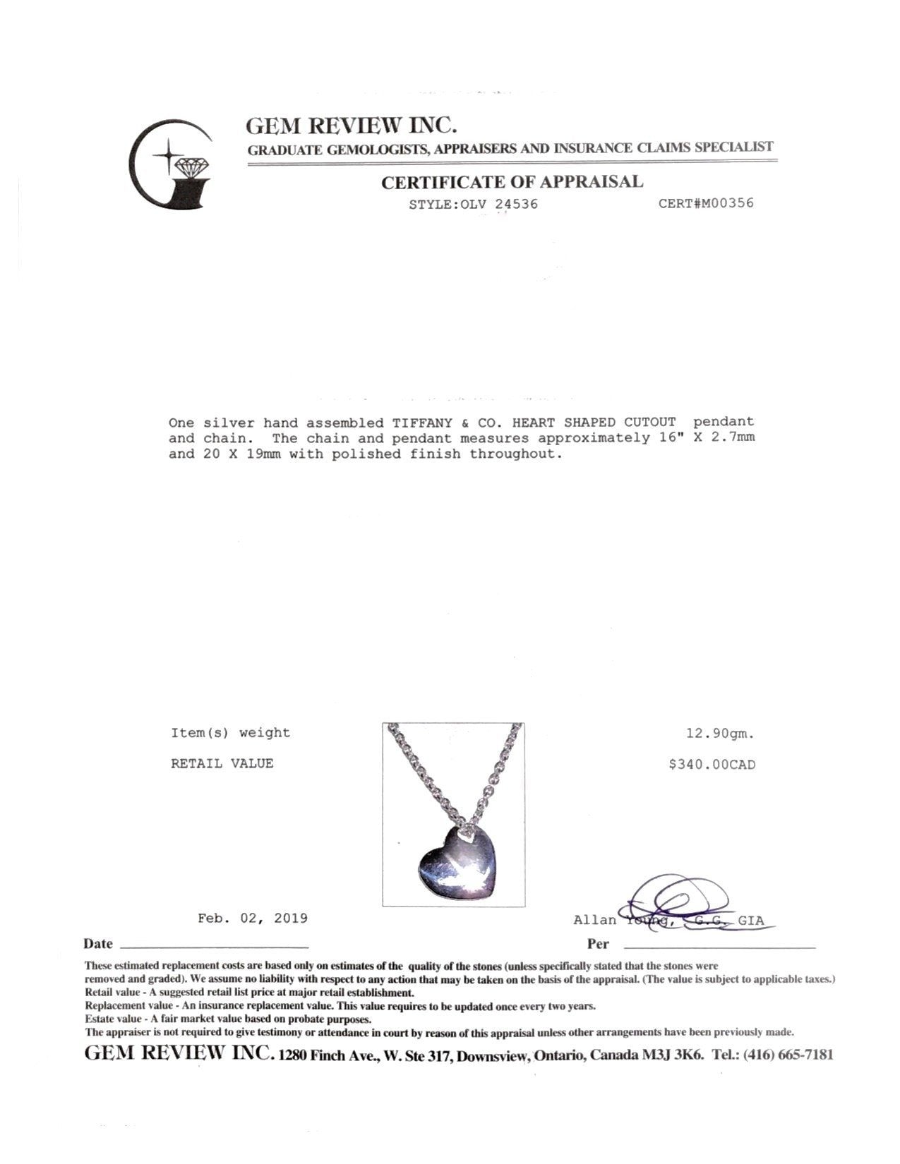 Tiffany & Co. Heart Cutout Pendant Necklace