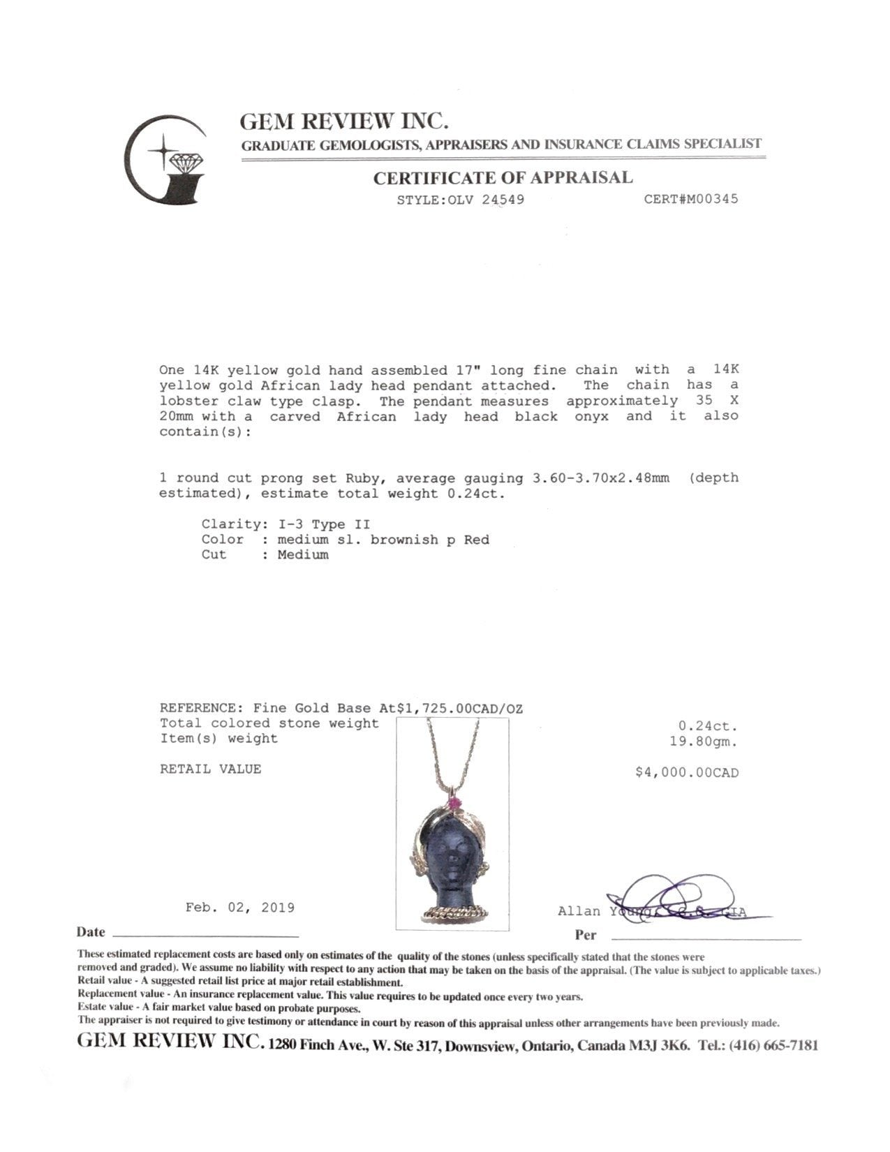 Custom Carved Black Onyx Lady Pendant Necklace