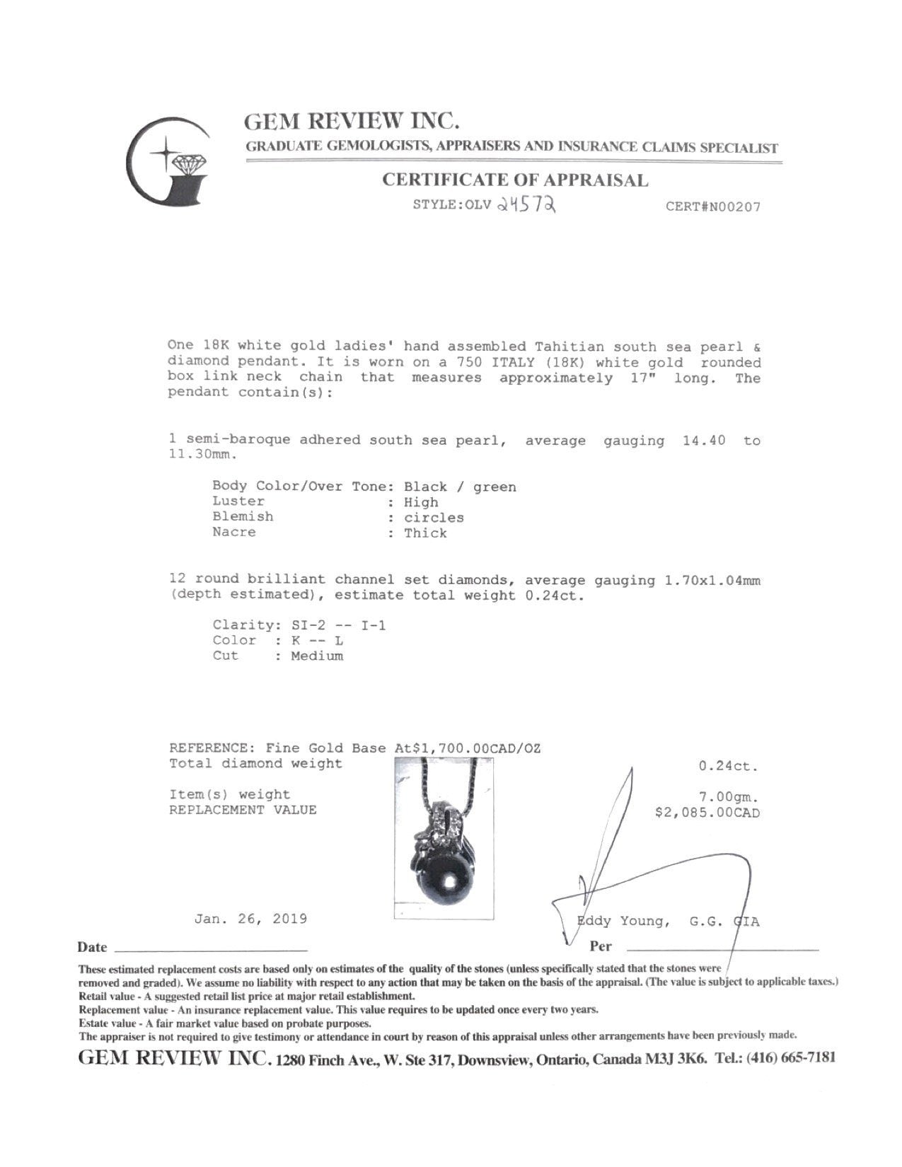 Tahitian South Sea Pearl And Diamond Pendant Necklace