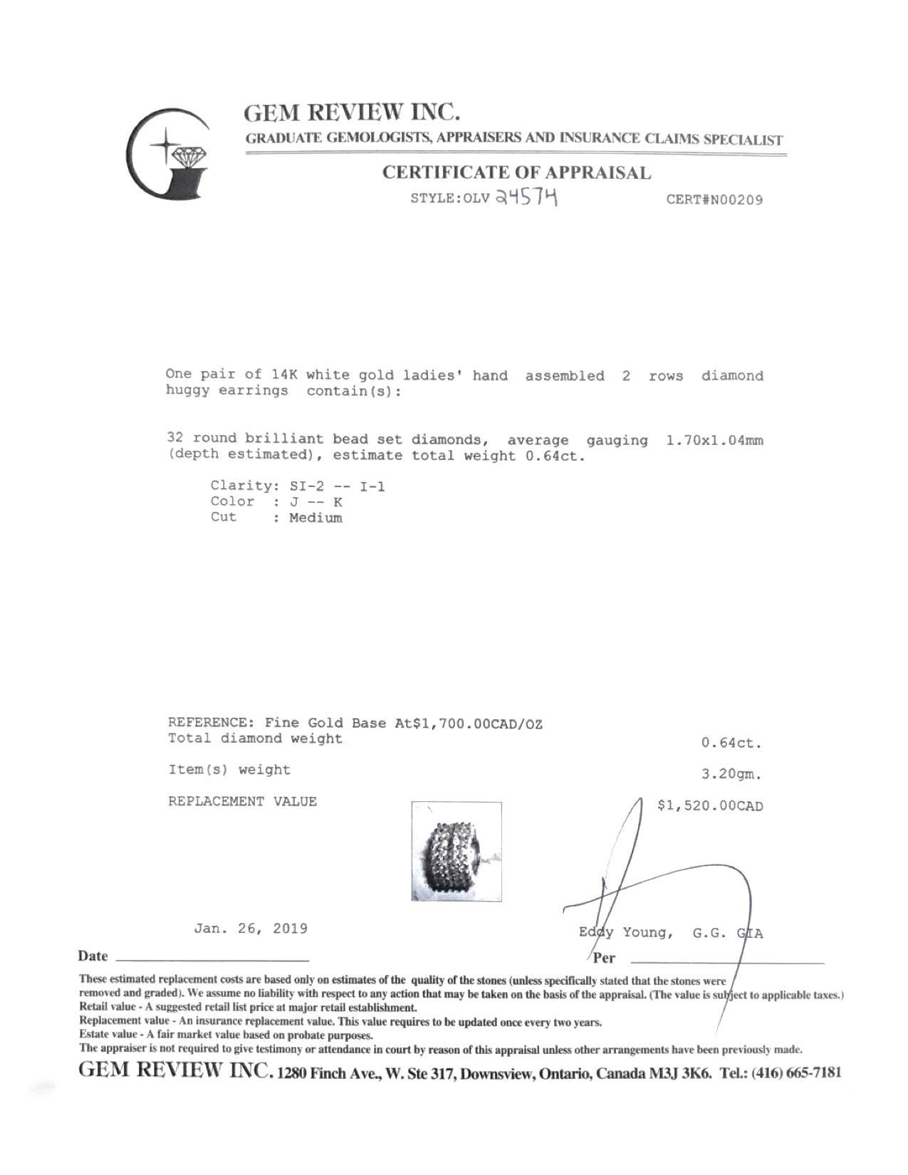 Two Row Diamond Huggy Earrings