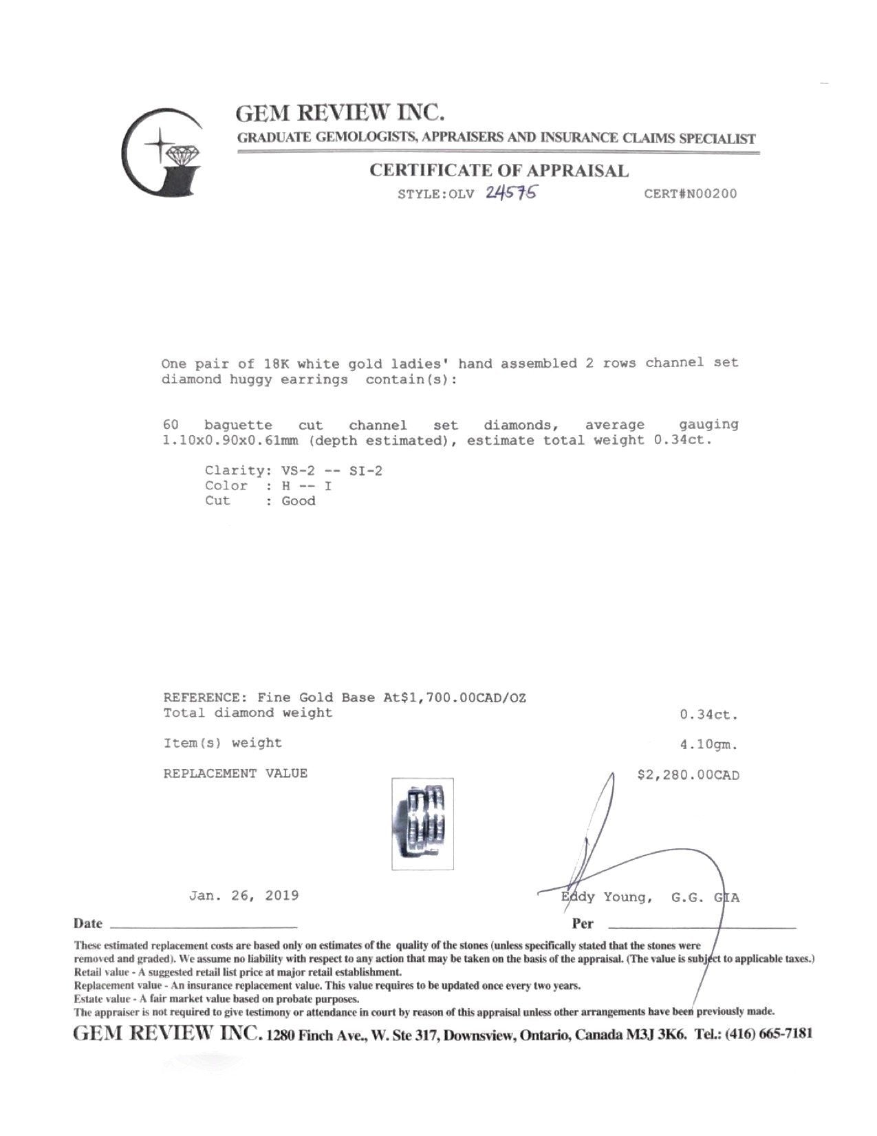 Two Row Channel-Set Diamond Huggy Earrings