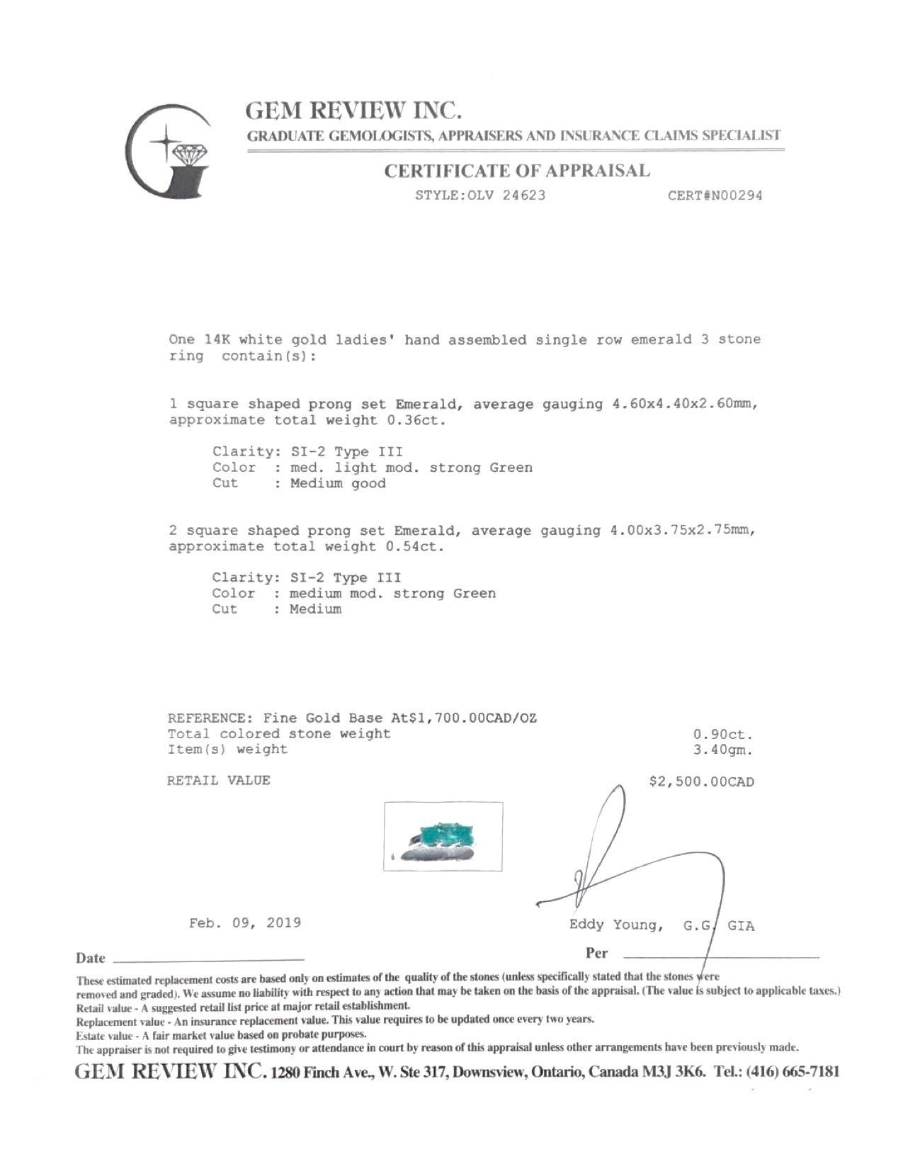 Three Stone Emerald Ring