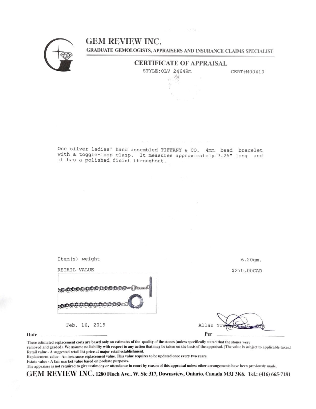 Tiffany & Co. Toggle Bead Bracelet