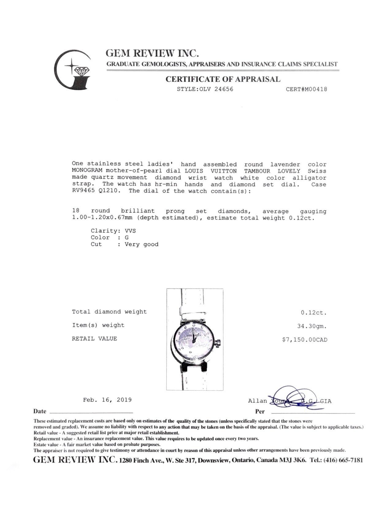 Louis Vuitton Tambour Lovely Diamonds Watch