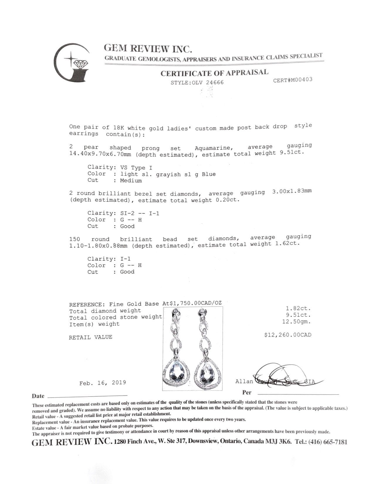 Aquamarine & Diamond Drop Earrings
