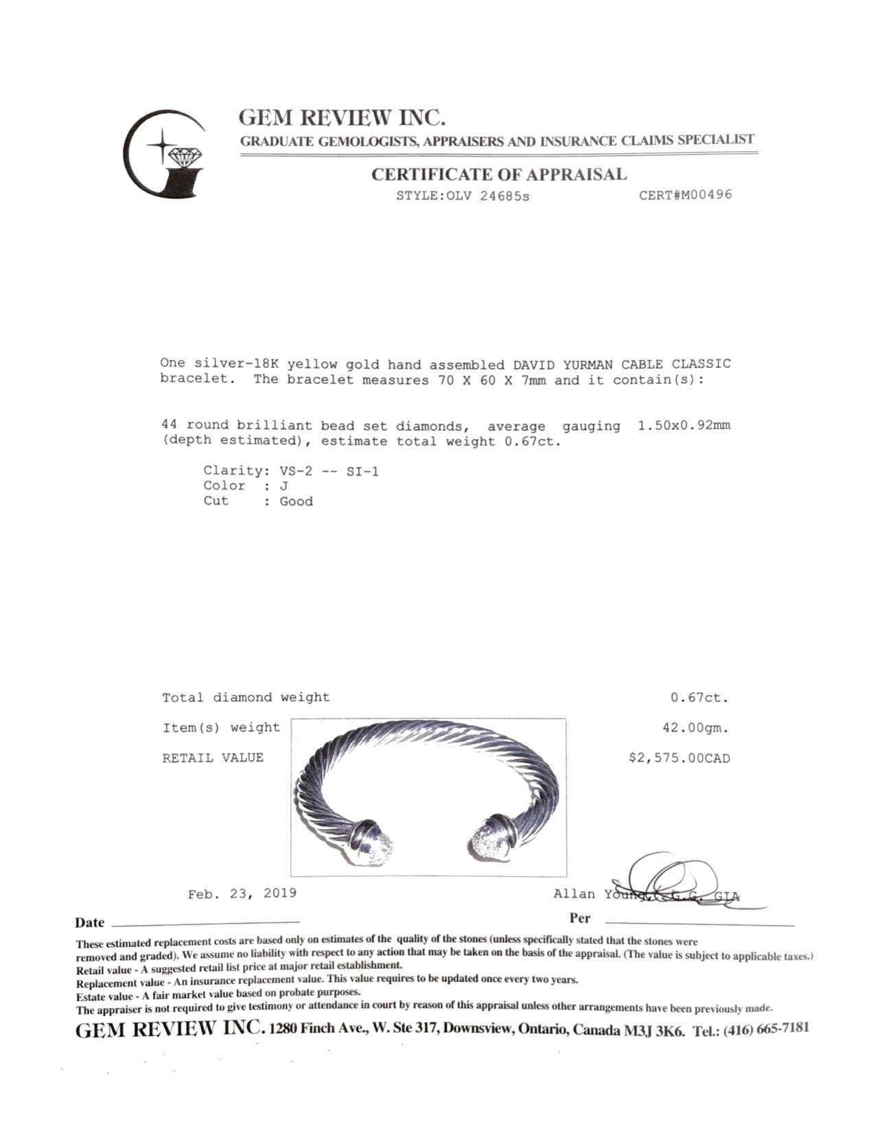 David Yurman Two-Tone Cable Classics Bracelet with Pave Diamonds