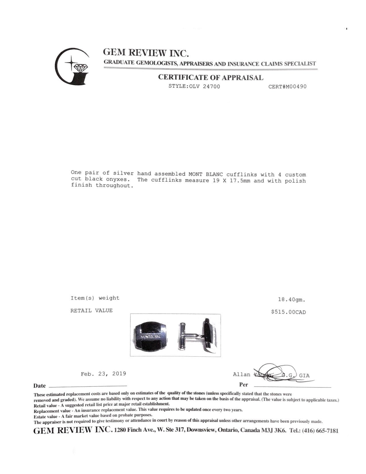 Montblanc Cufflinks with Black Onyx