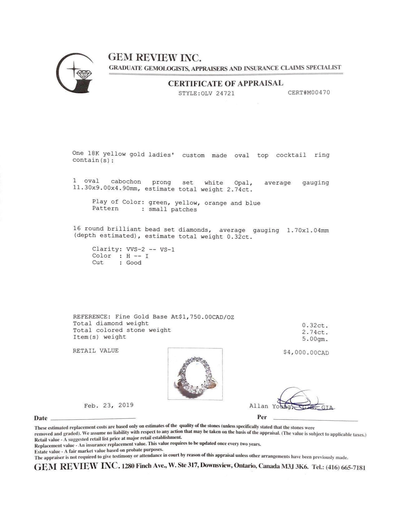 Opal and Diamond Cocktail Ring