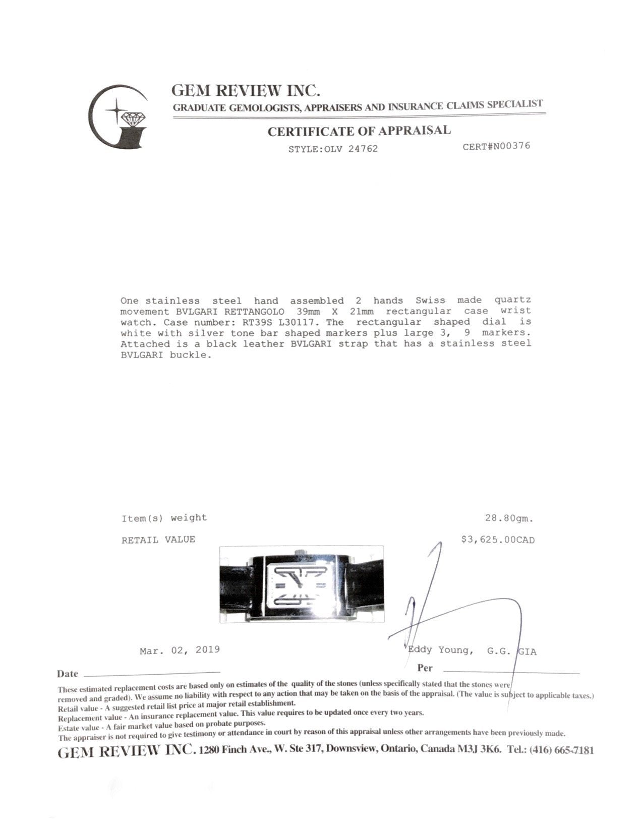 BVLGARI Rettangolo Watch