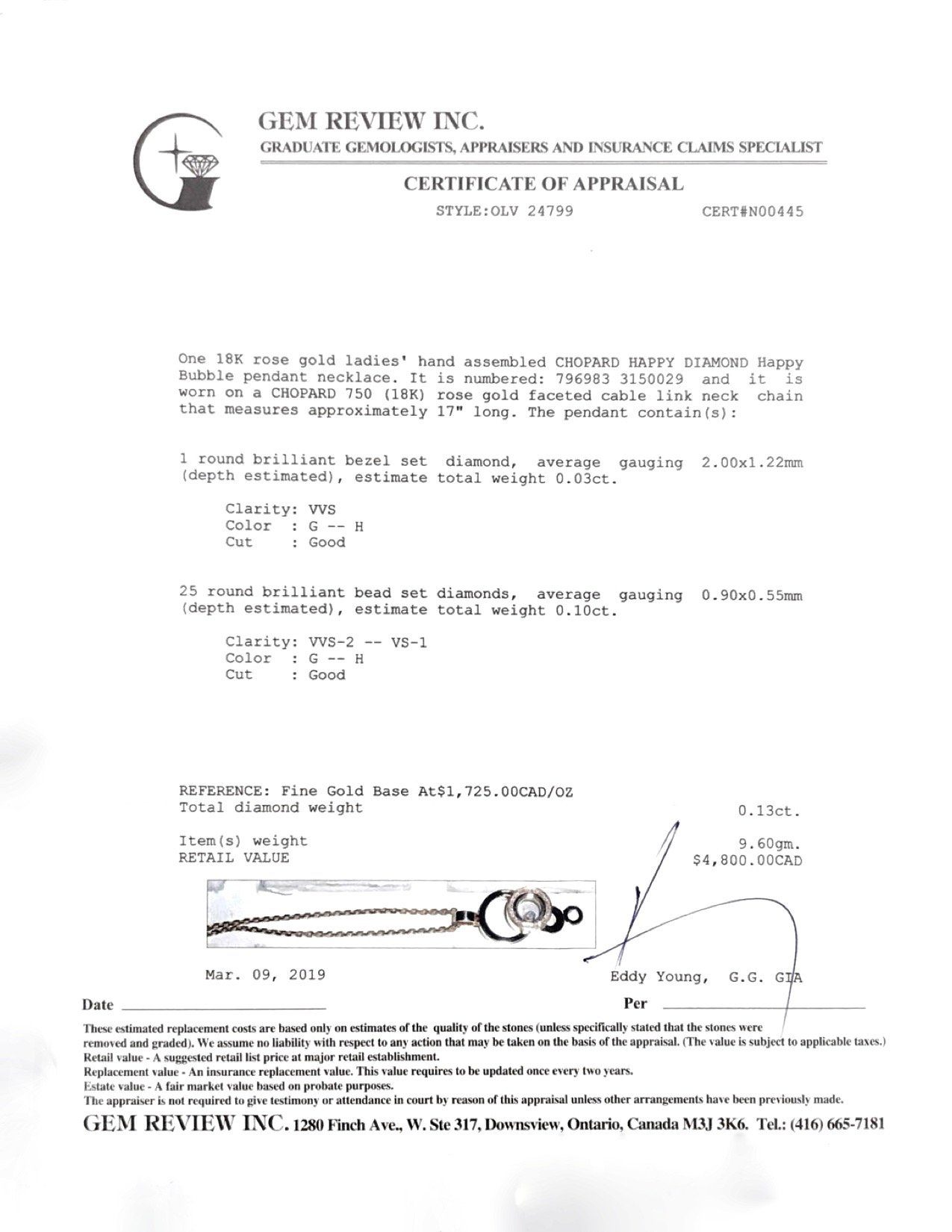 Chopard Happy Diamond Bubble Pendant Necklace