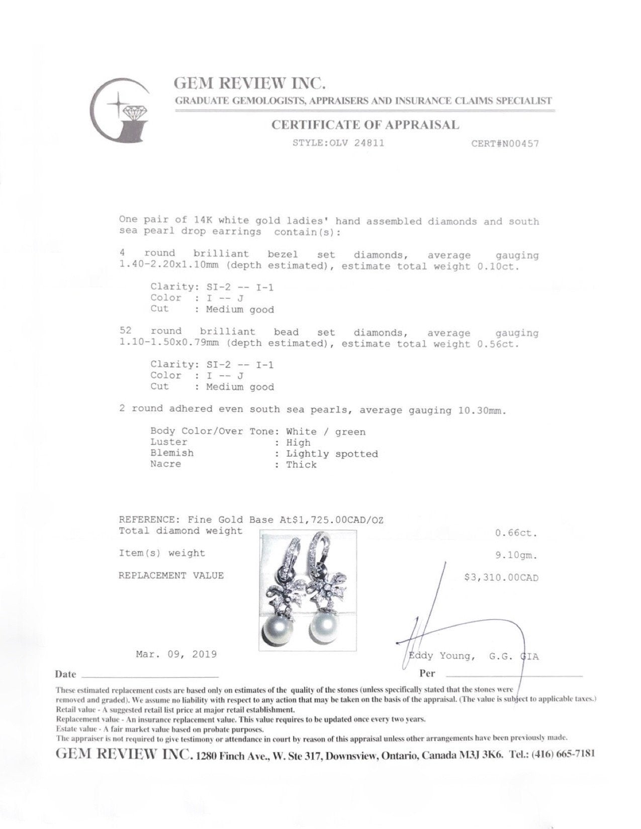 South Sea Pearl and Diamond Drop Earrings