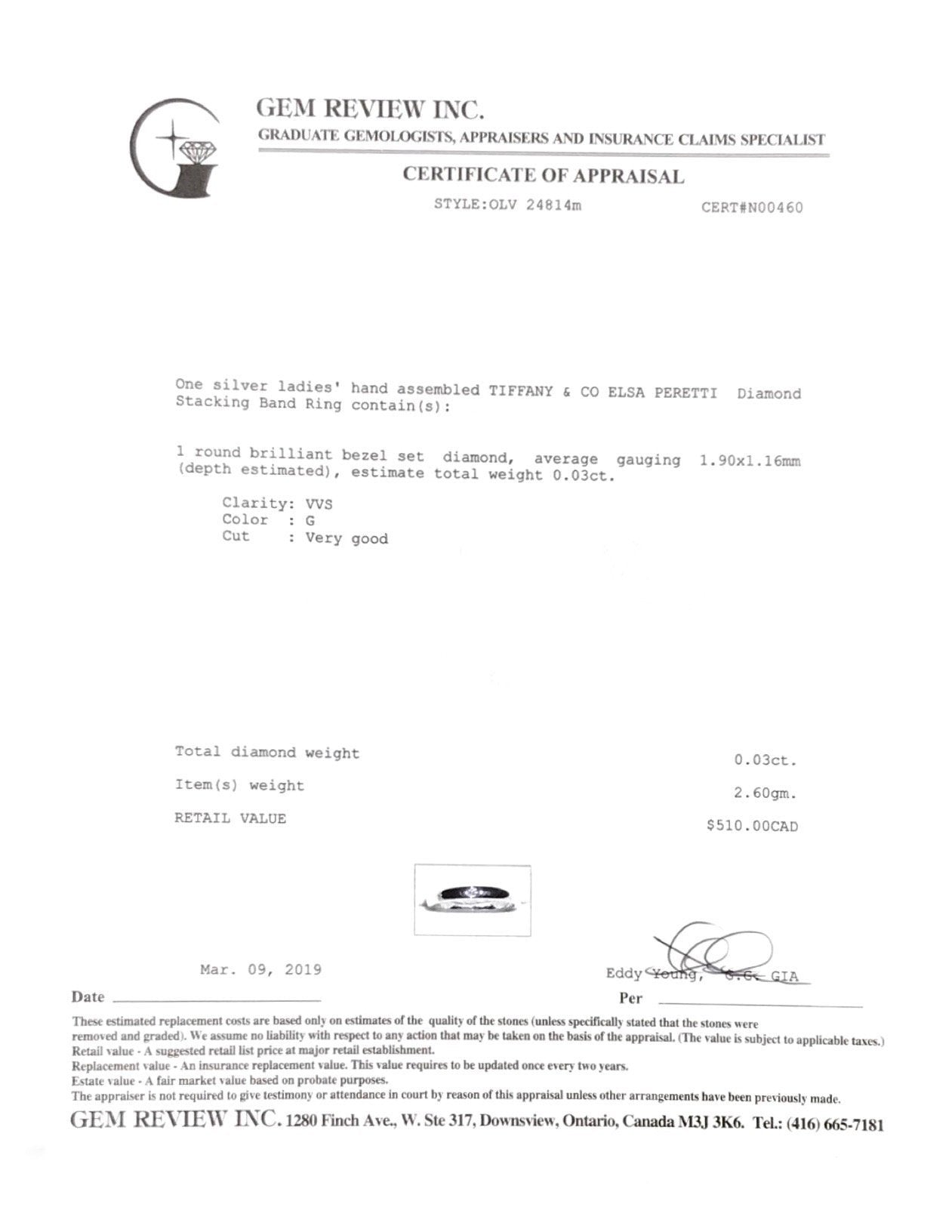 Tiffany & Co. Elsa Peretti Diamond Band Ring