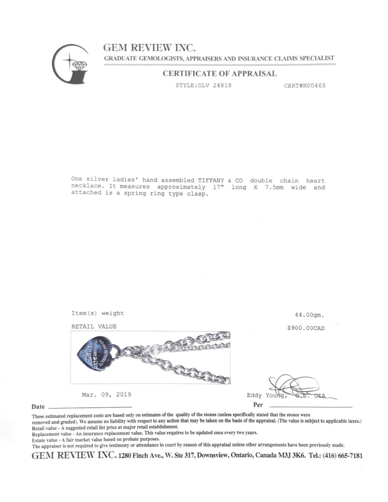 Tiffany & Co. Double Chain Heart Necklace