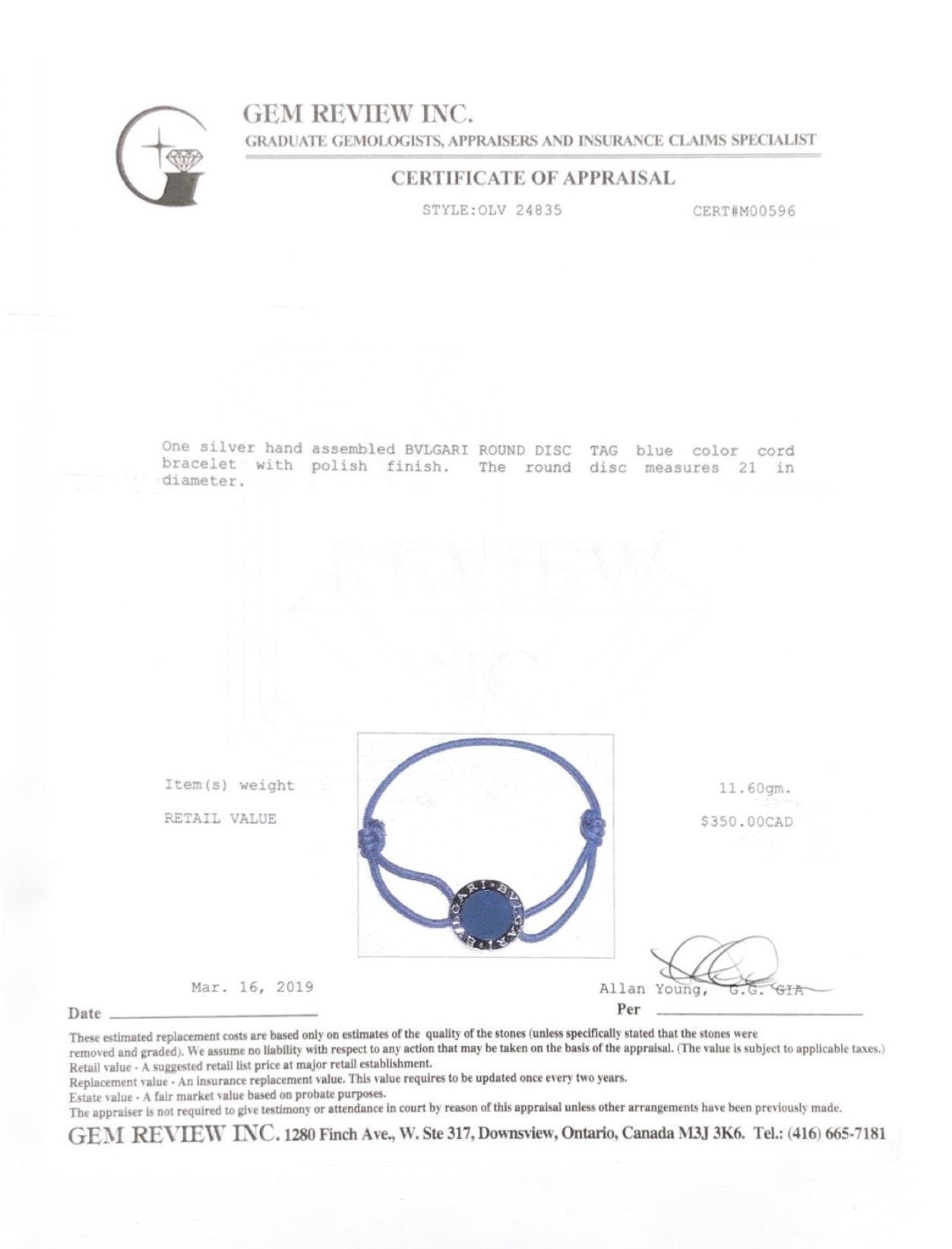BVLGARI BVLGARI Logo Blue Cord Bracelet