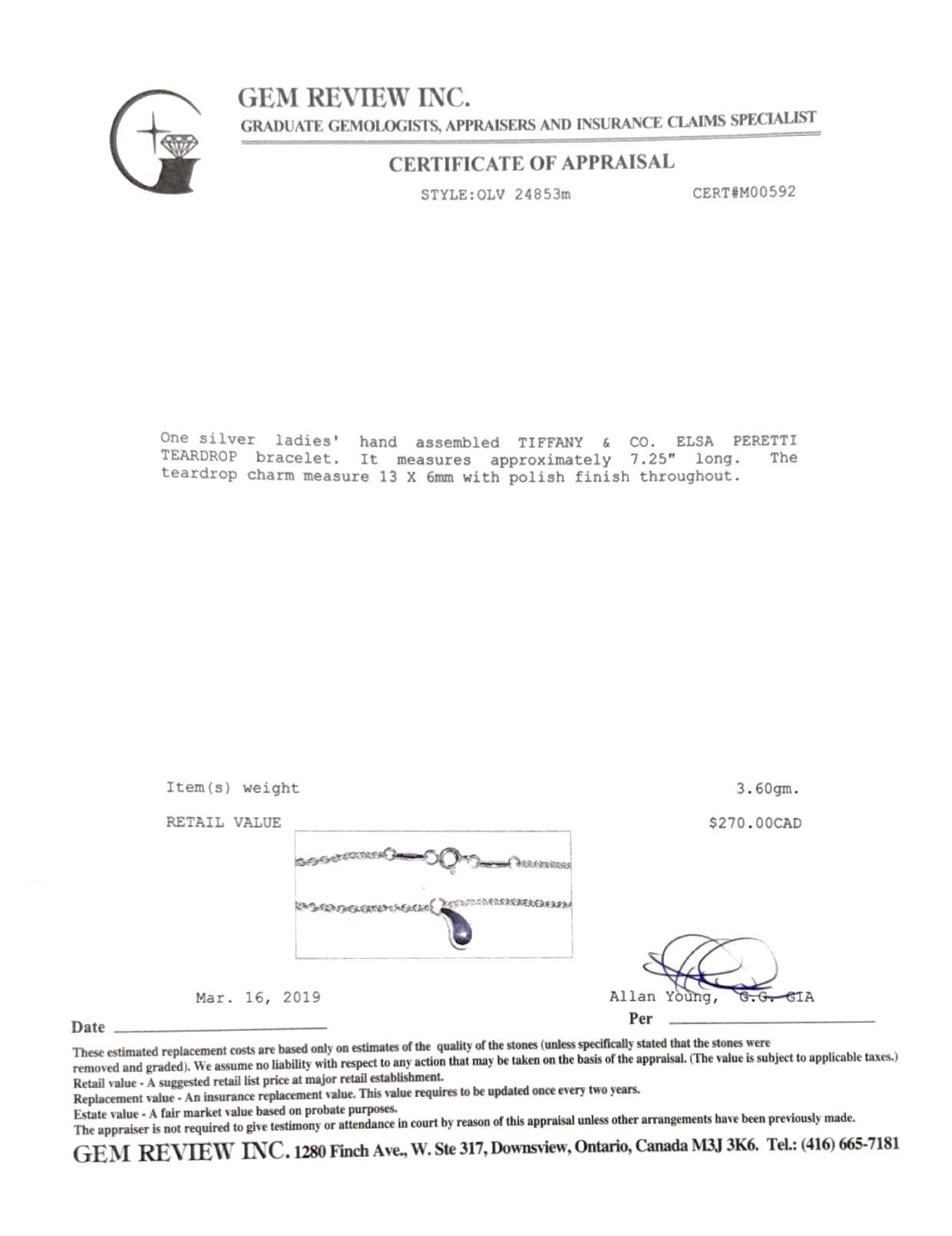 Tiffany & Co. Elsa Peretti Teardrop Bracelet