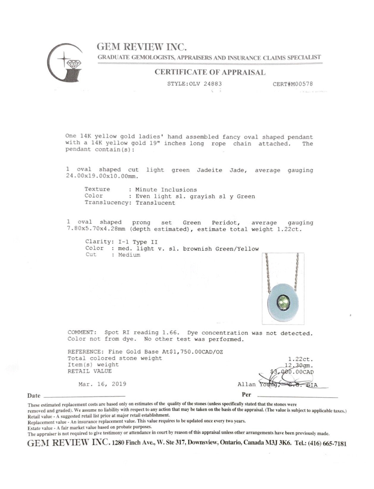 Geen Peridot & Jade Pendant Necklace