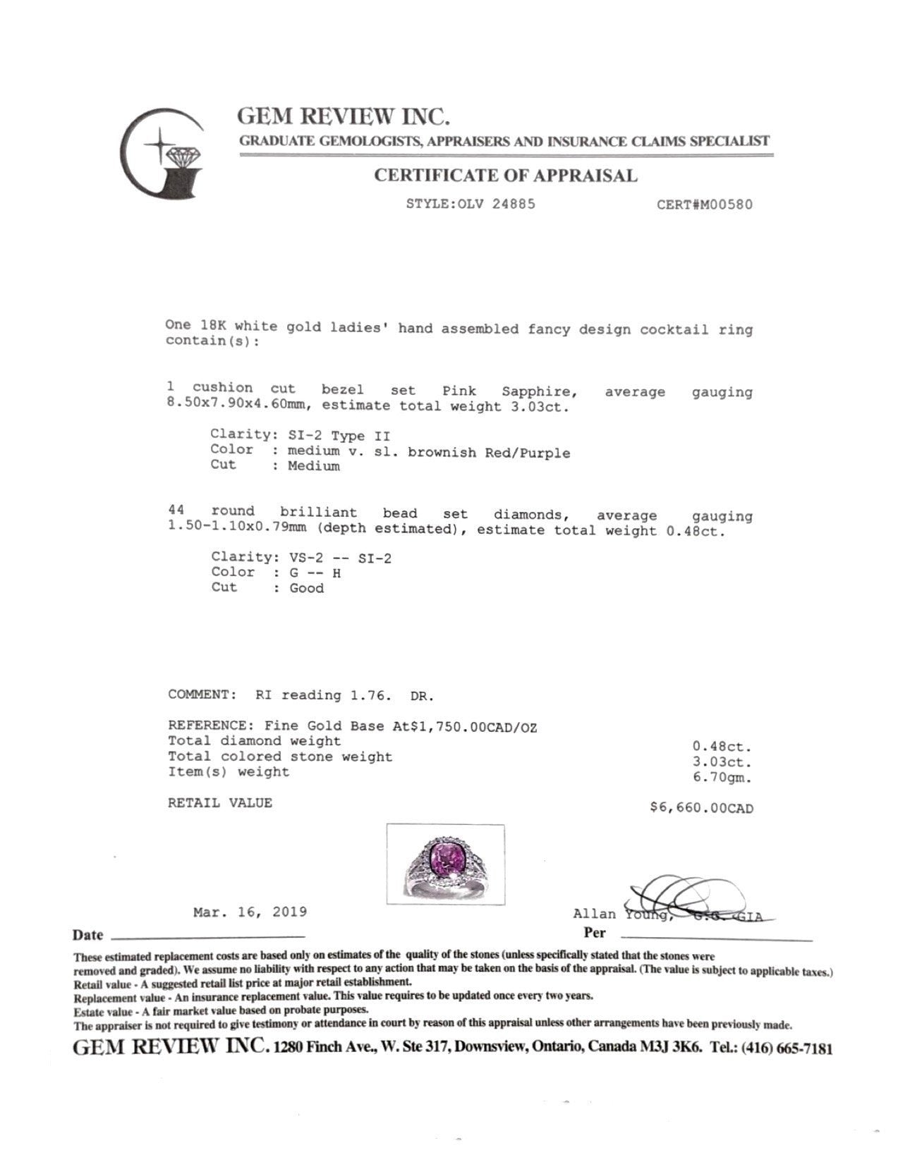 Pink Sapphire and Diamond Cocktail Ring