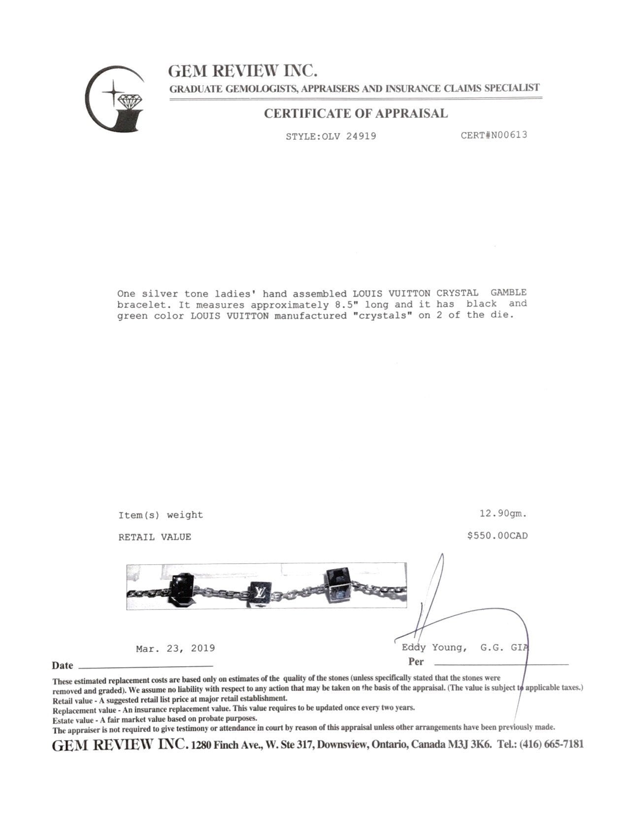 Louis Vuitton Crystal Gamble Bracelet