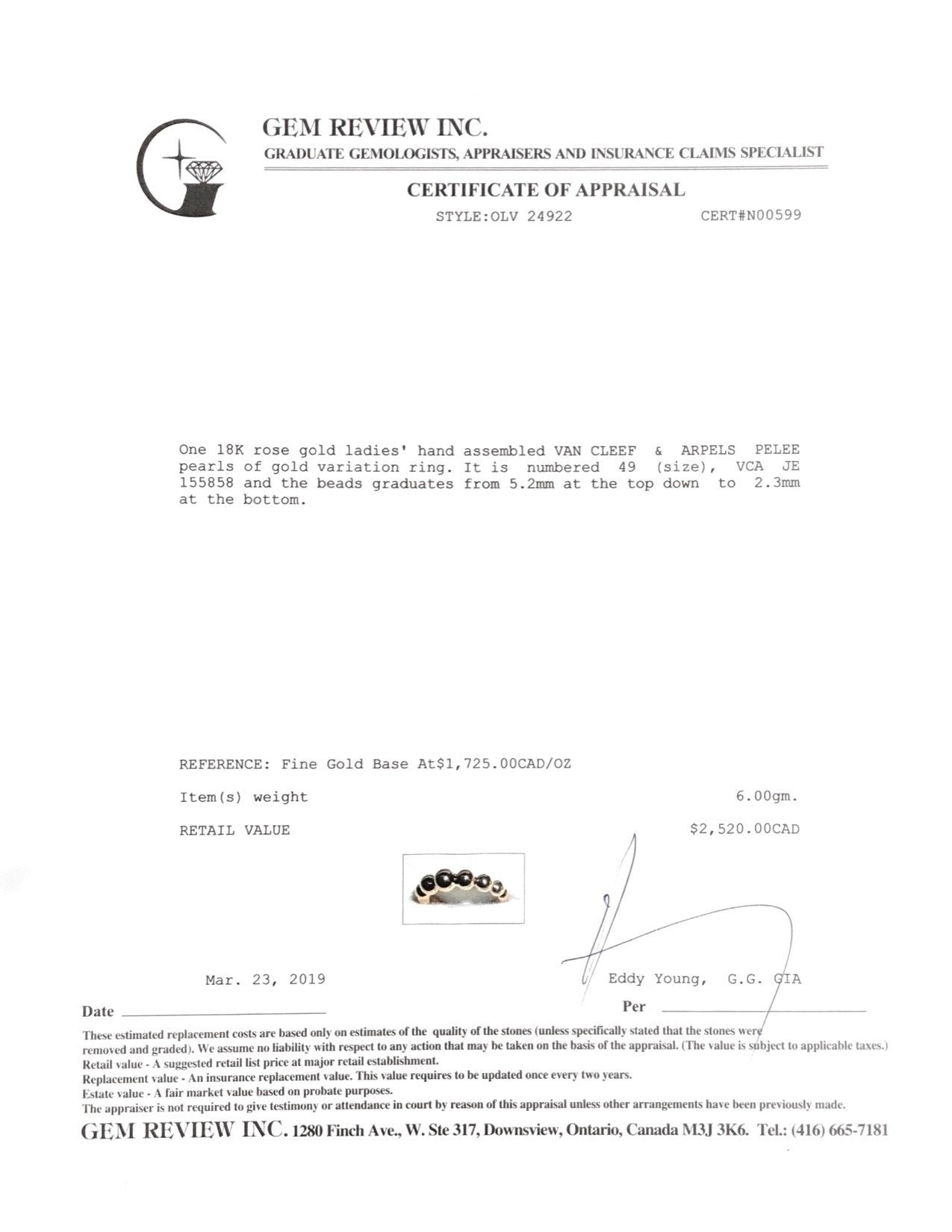 Van Cleef & Arples Perlee Pearls of Gold Variation Ring