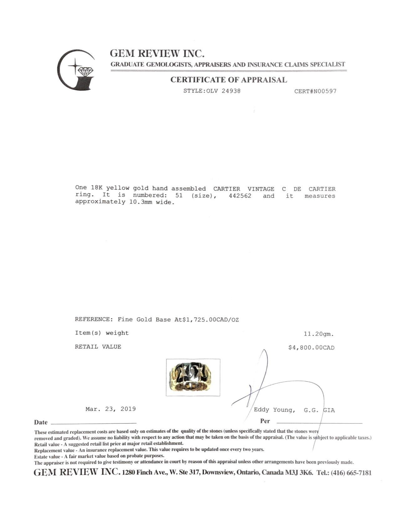 Cartier Vintage C de Cartier Band Ring