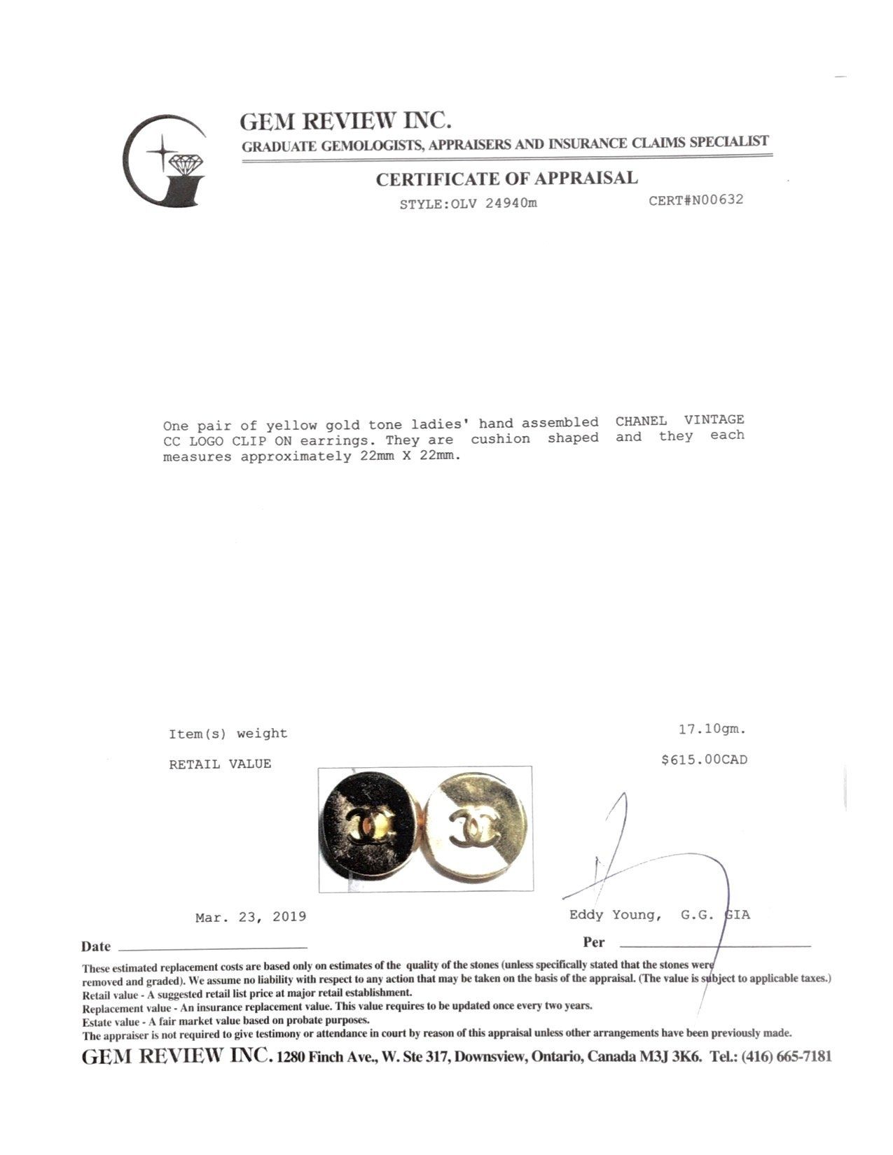 Chanel Vintage CC Logo Clip-On Earrings