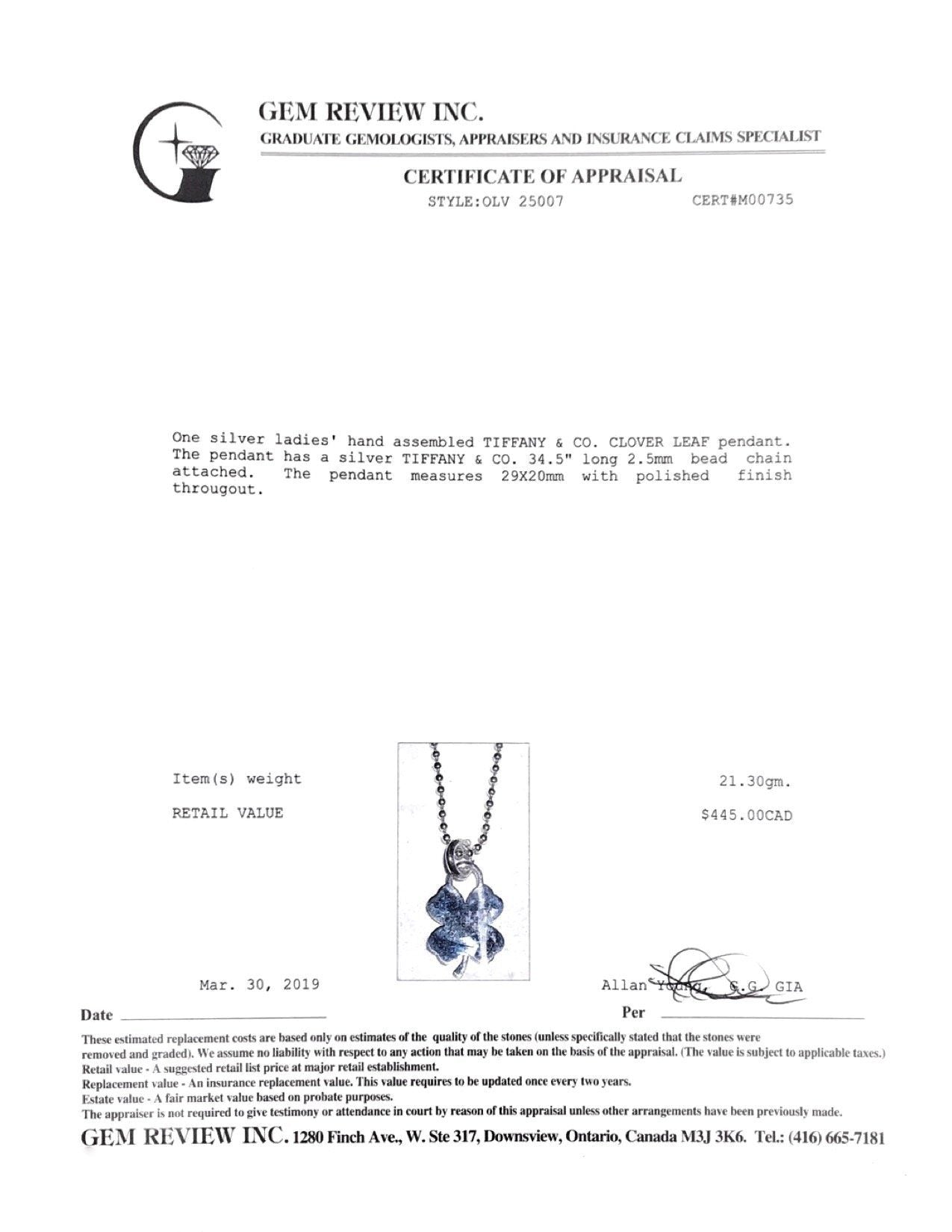 Tiffany & Co. Clover Pendant Necklace