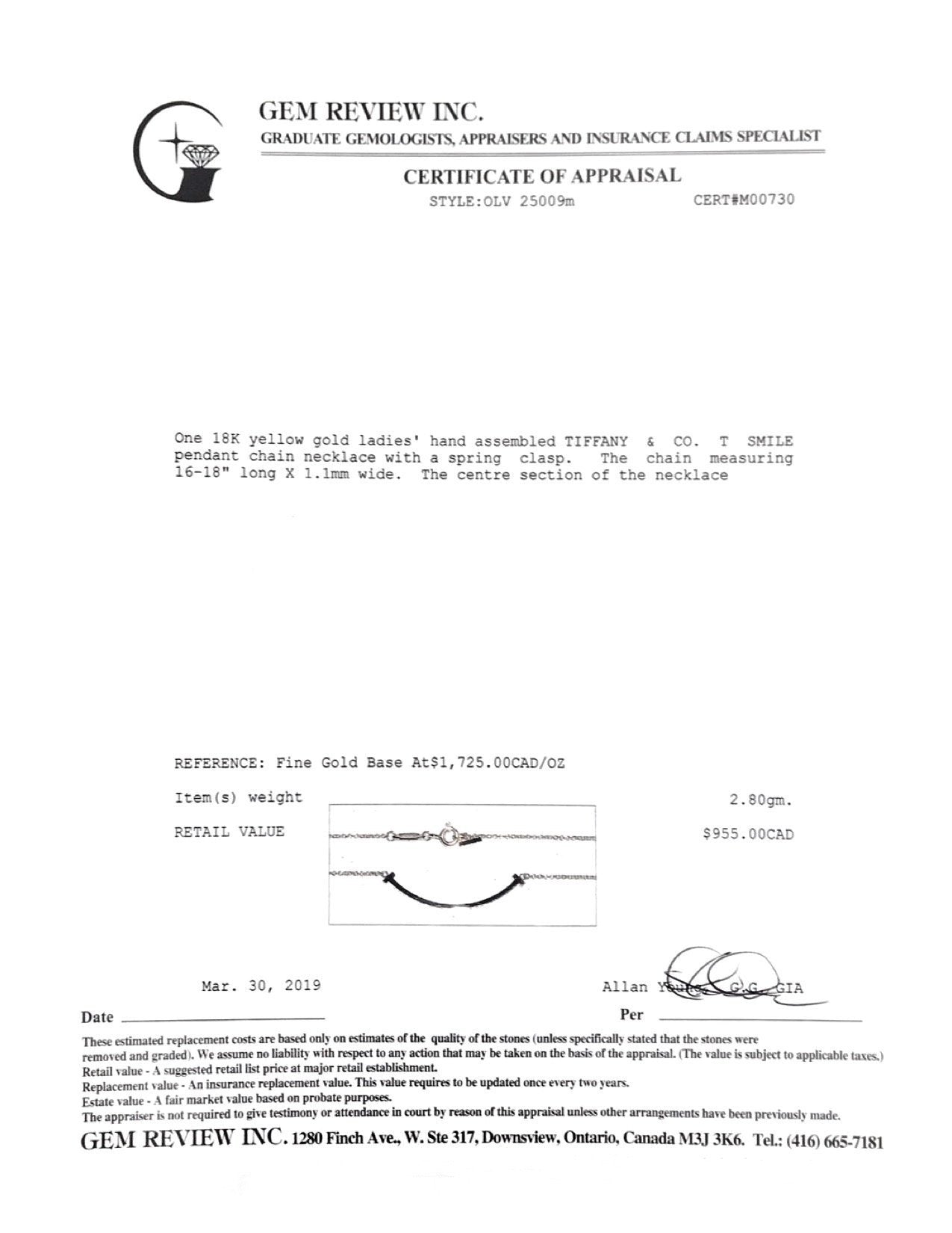 Tiffany & Co. T Smile Pendant Necklace