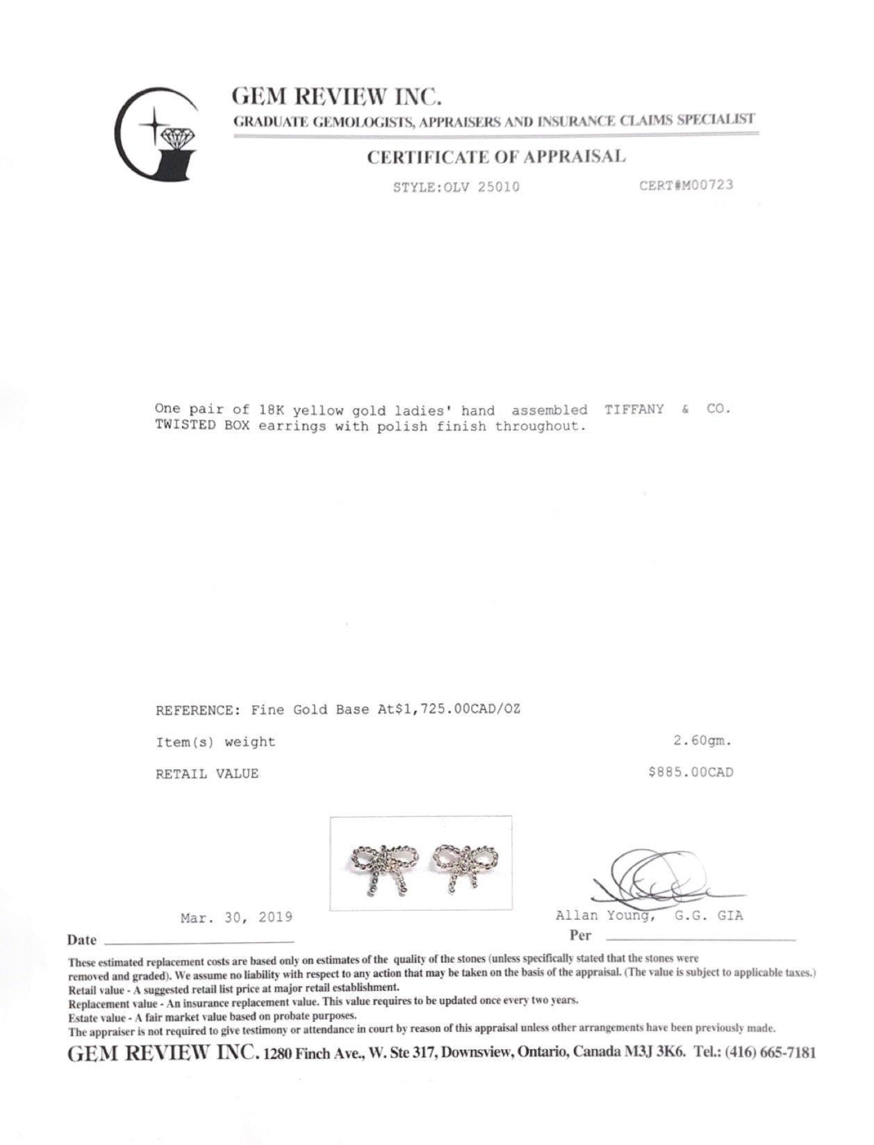 Tiffany & Co. Twist Bow Earrings