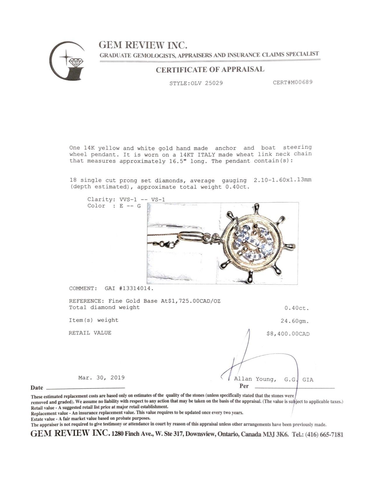 Diamond Nautical Boat Wheel Pendant Necklace