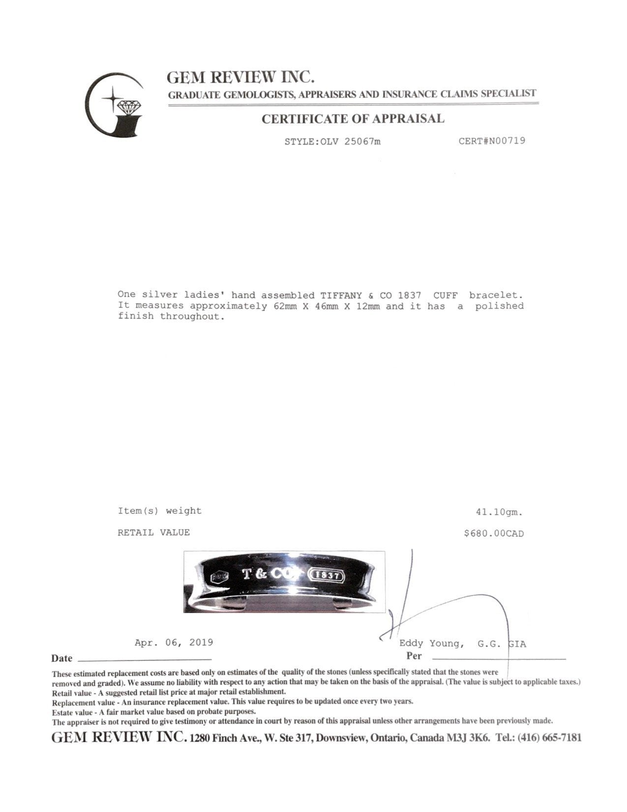 Tiffany & Co. 1837 Cuff