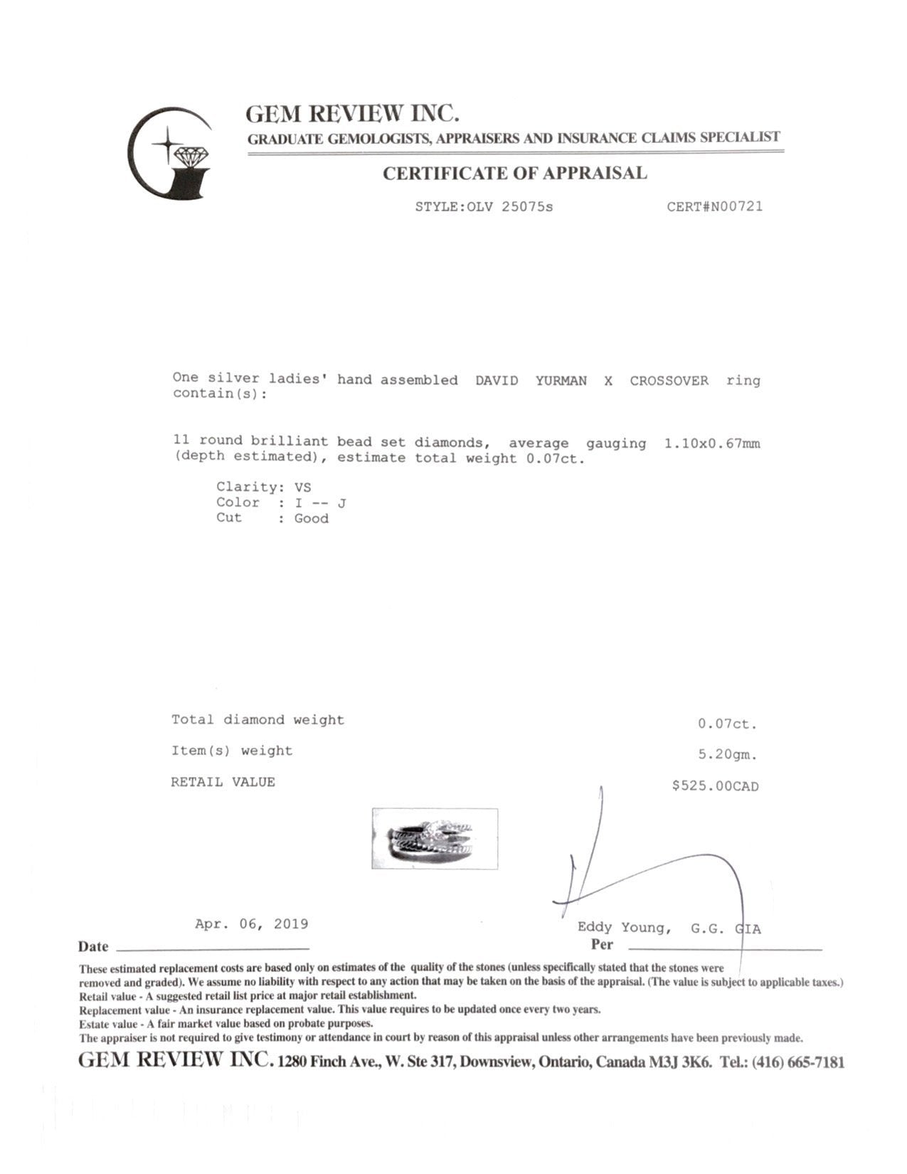 David Yurman Diamond 'X' Crossover Ring