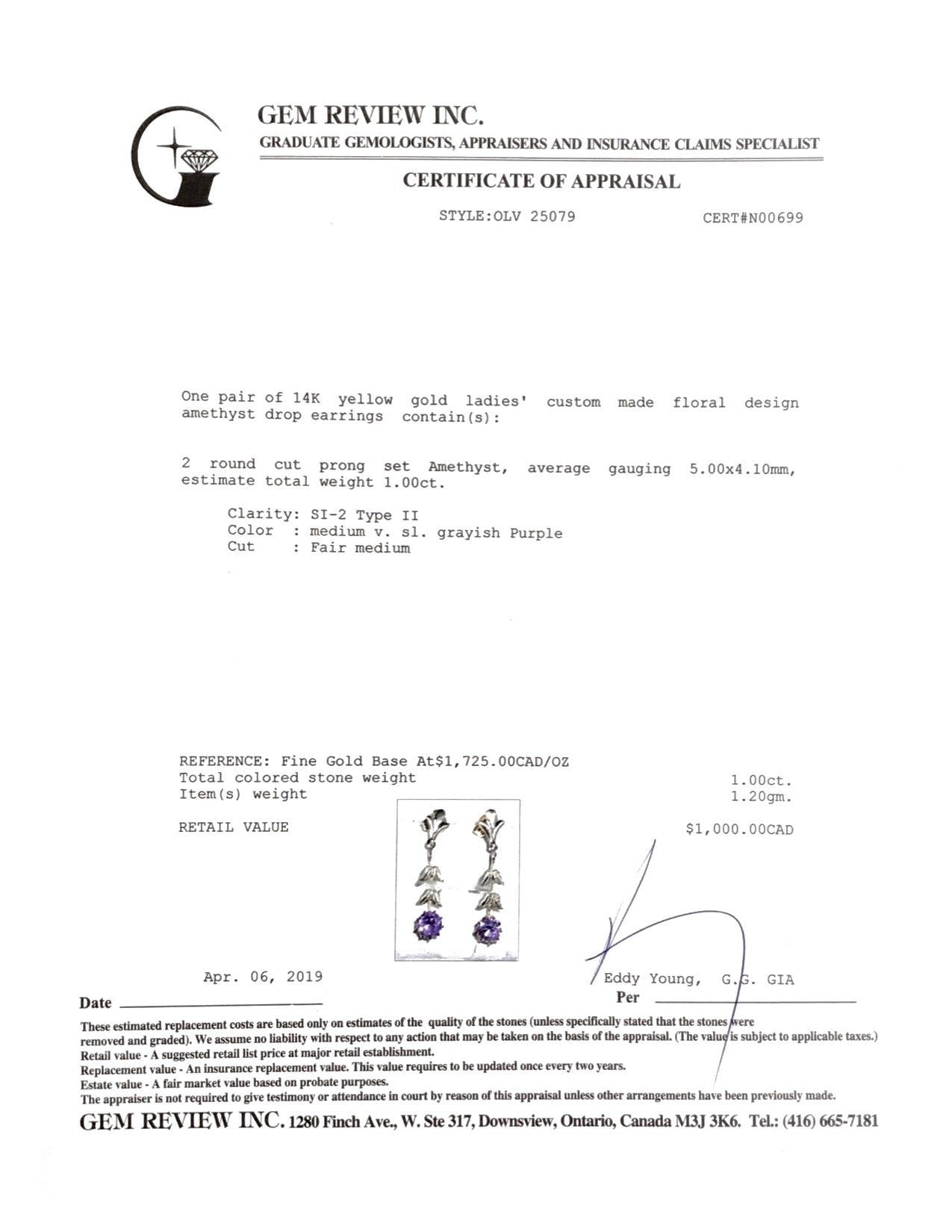 Antique Floral Amethyst Drop Earrings