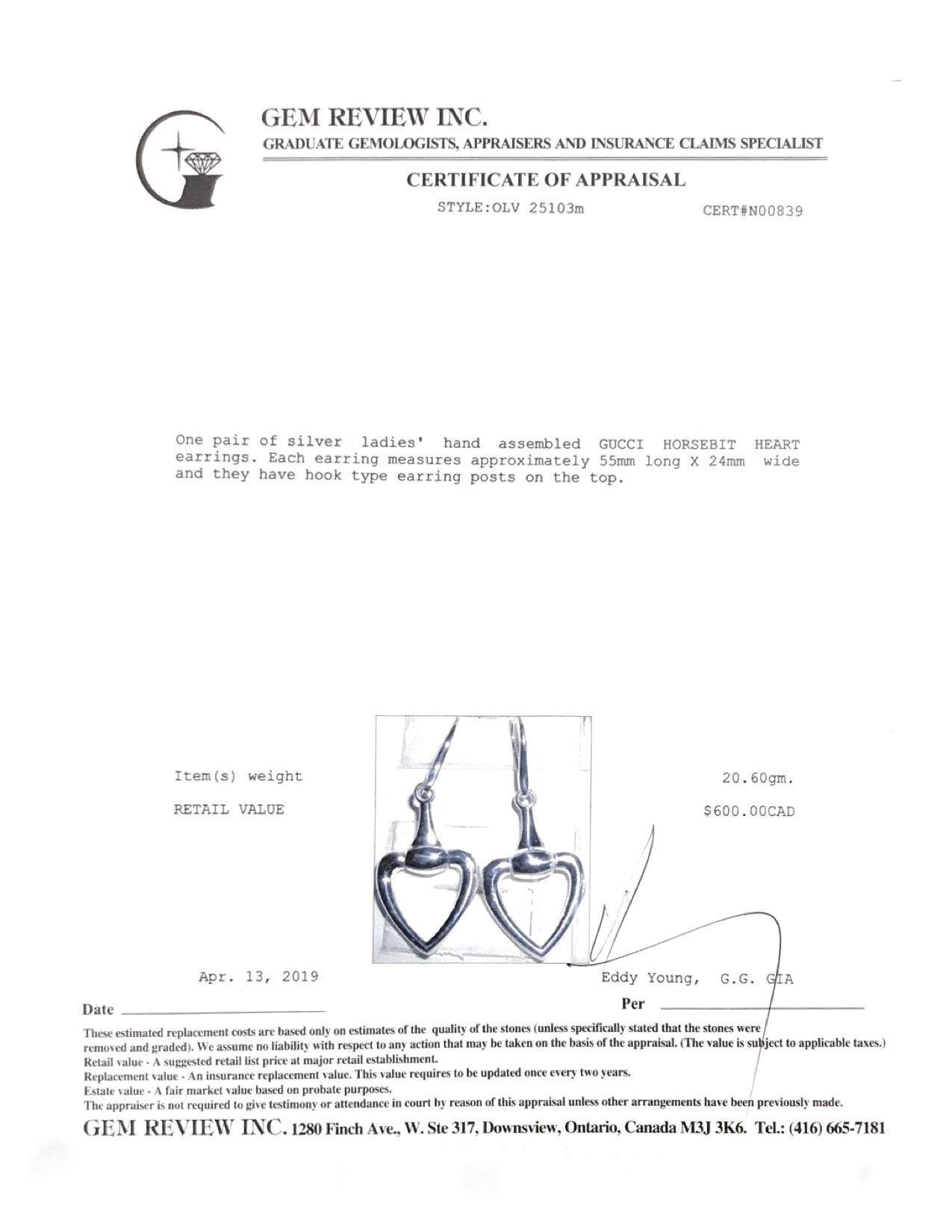 Gucci Horsebit Heart Earrings