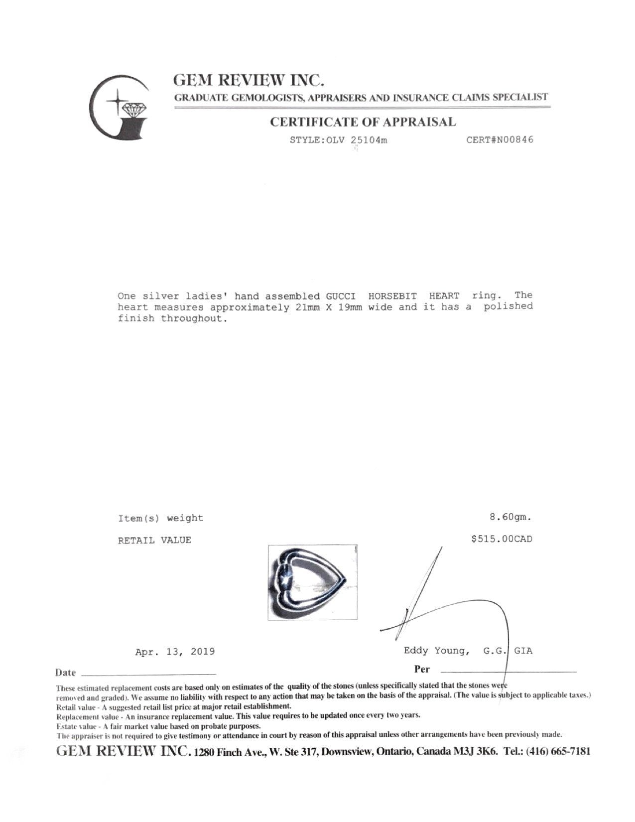 Gucci Horsebit Heart Ring