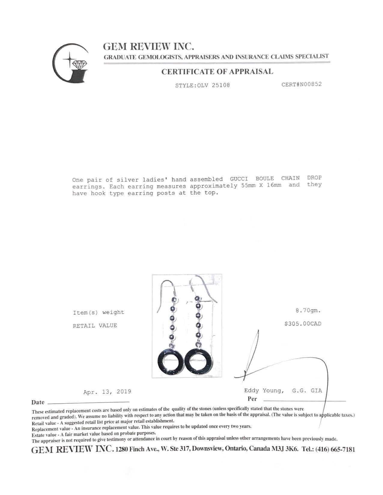 Gucci Boule Chain Drop Earrings