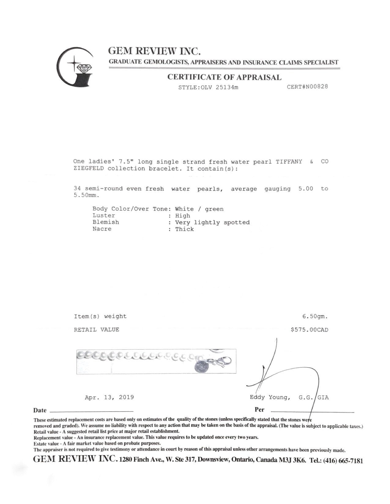 Tiffany & Co. Ziegfeld Collection Pearl Bracelet