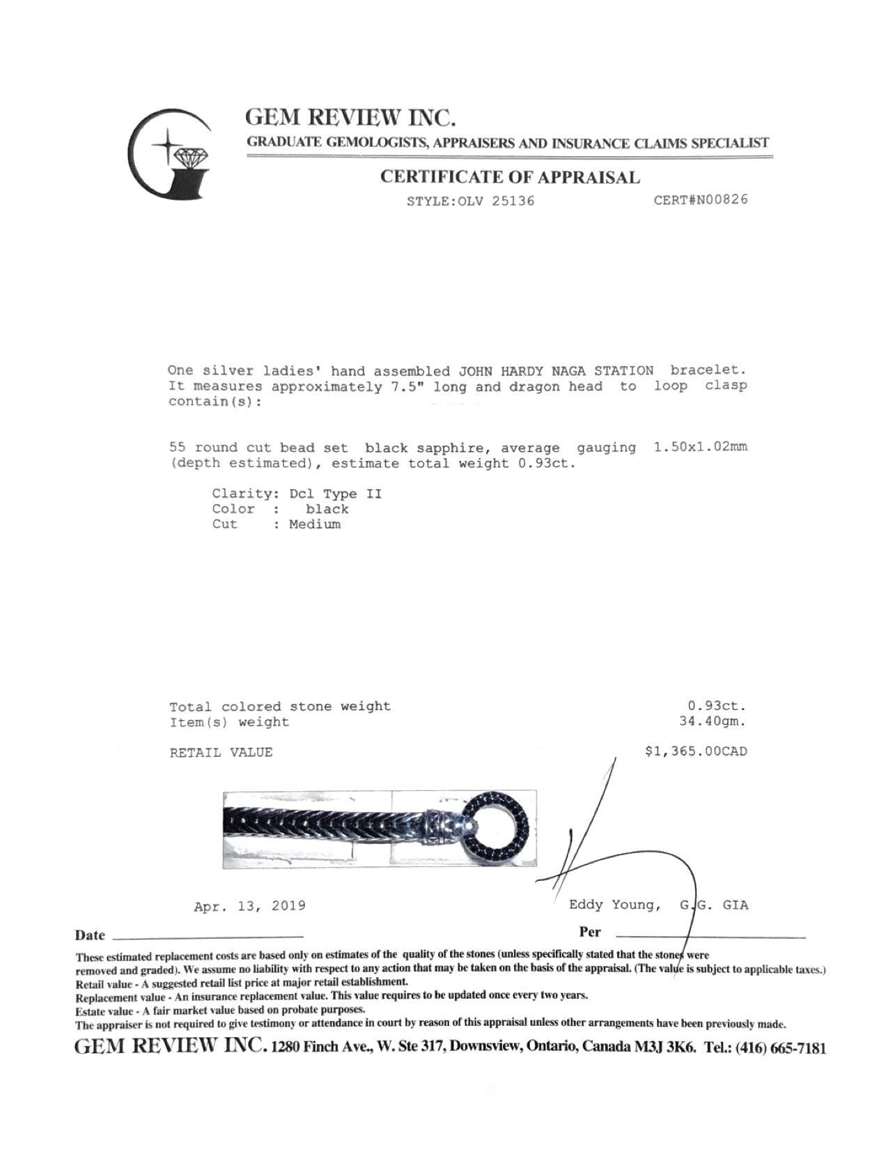 John Hardy Black Sapphire Naga Station Bracelet