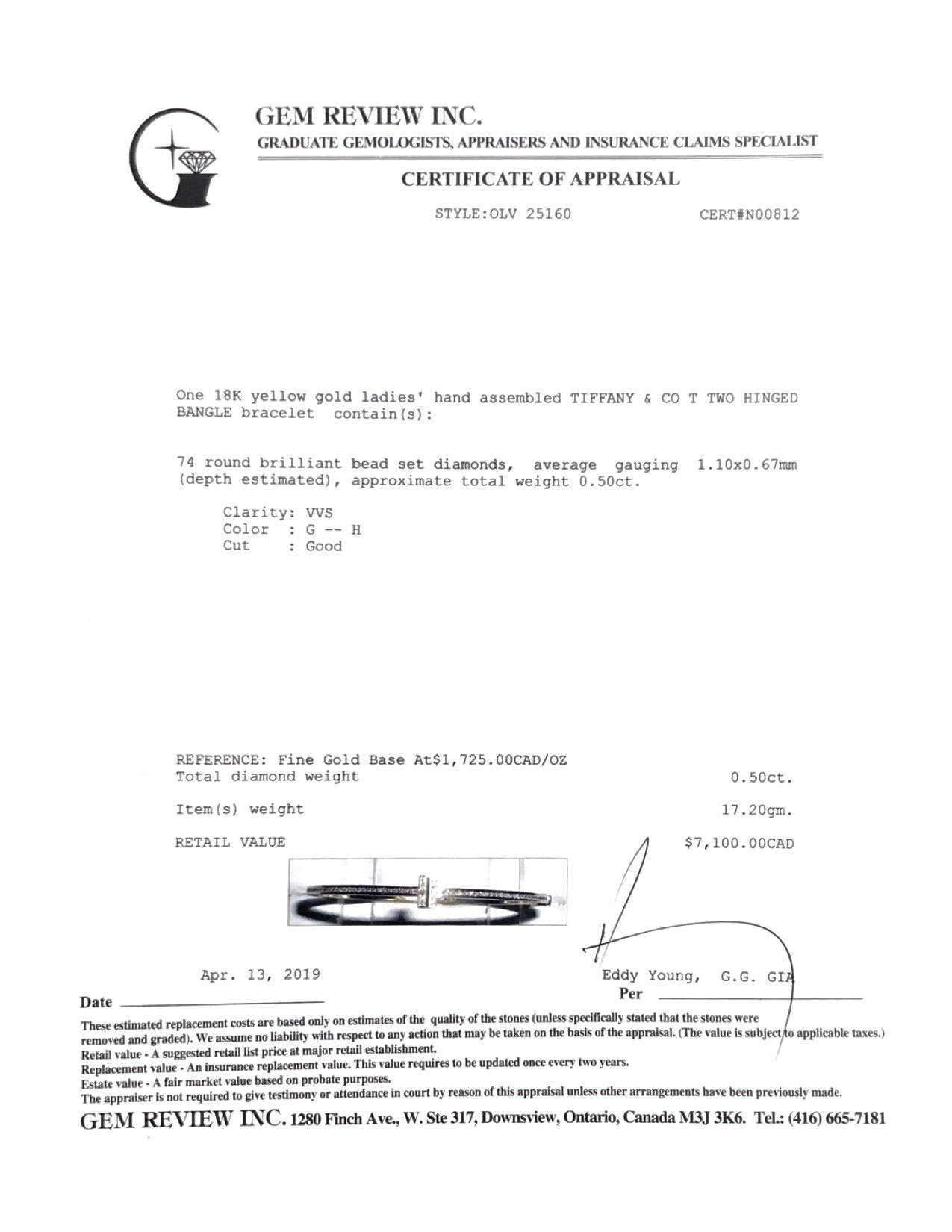 Tiffany & Co. T Two Hinged Diamond Bangle Bracelet