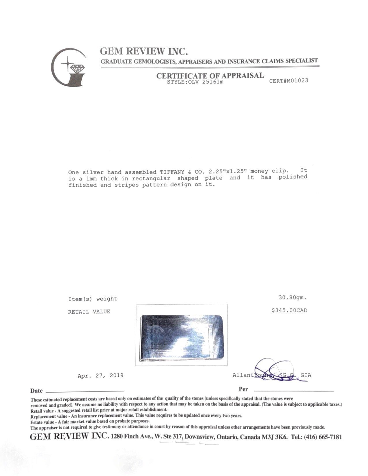 Tiffany & Co. Wide Sterling Silver Money Clip