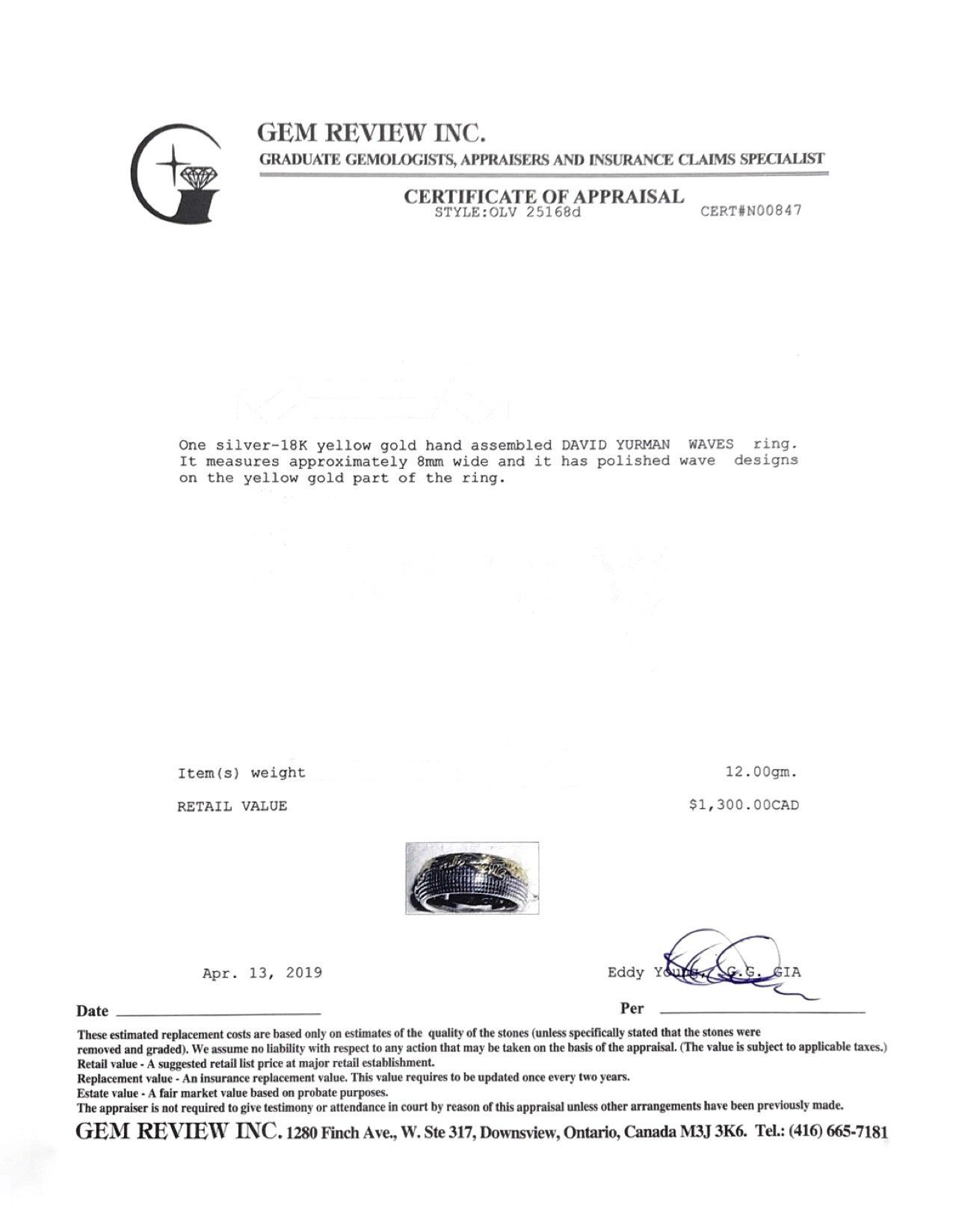 David Yurman Two-Tone Waves Band Ring