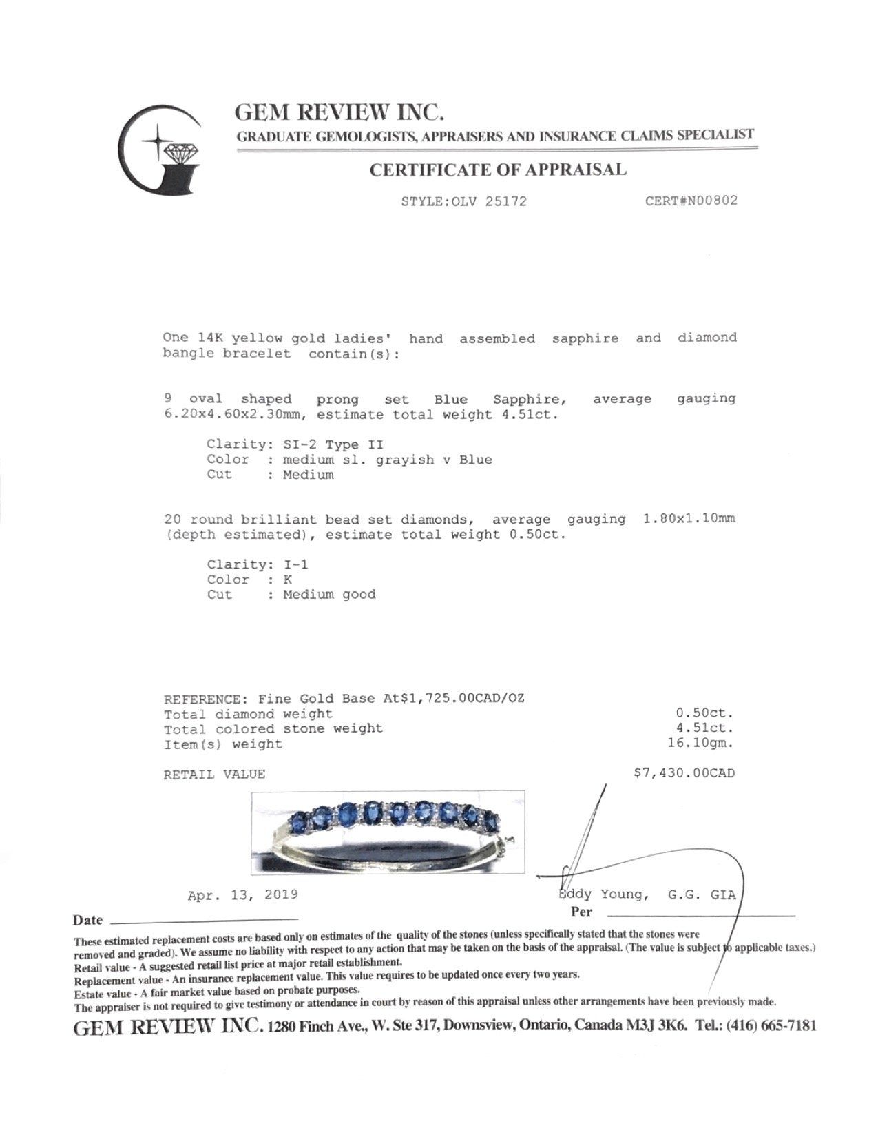 Sapphire & Diamond Bangle Bracelet