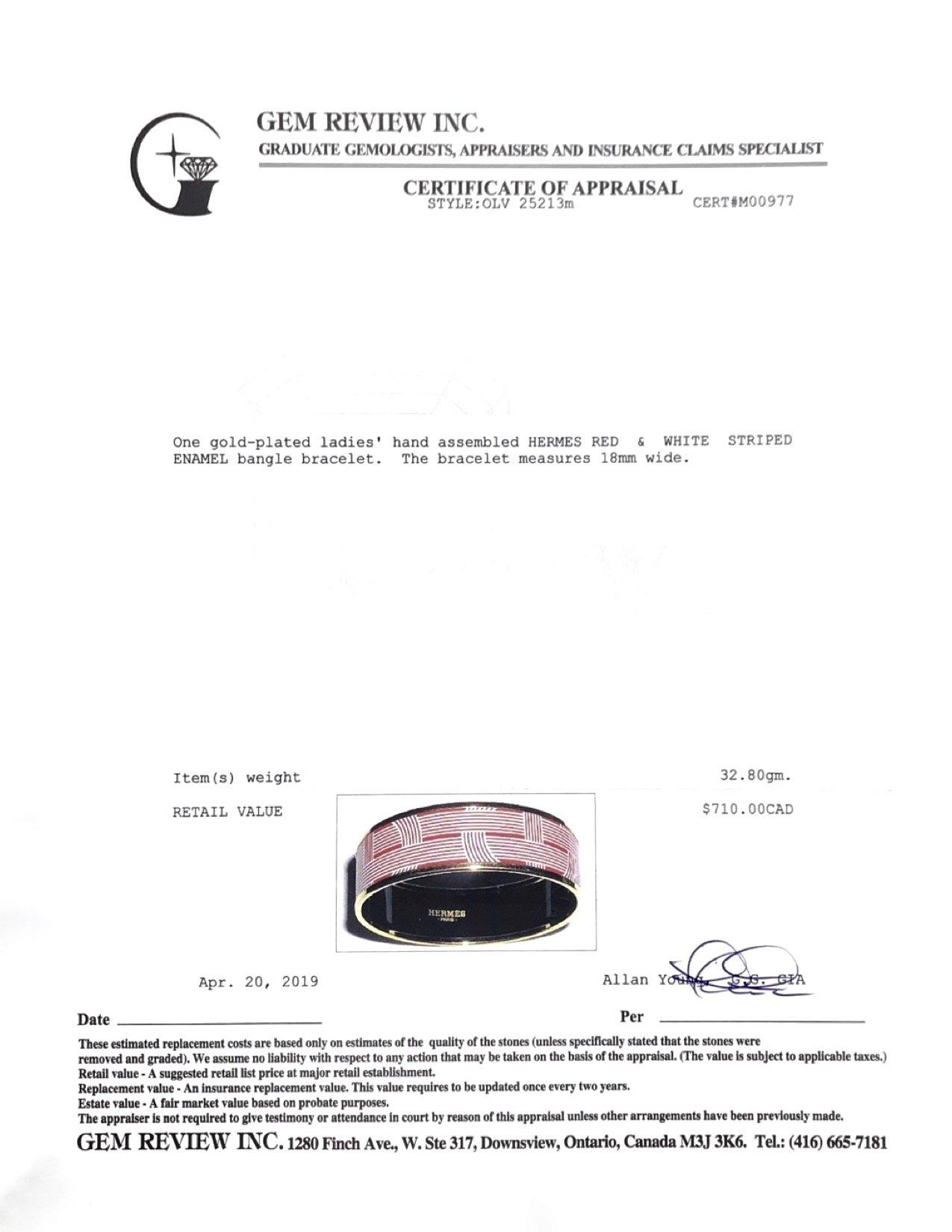 Hermes Wide Enamel Bangle Bracelet