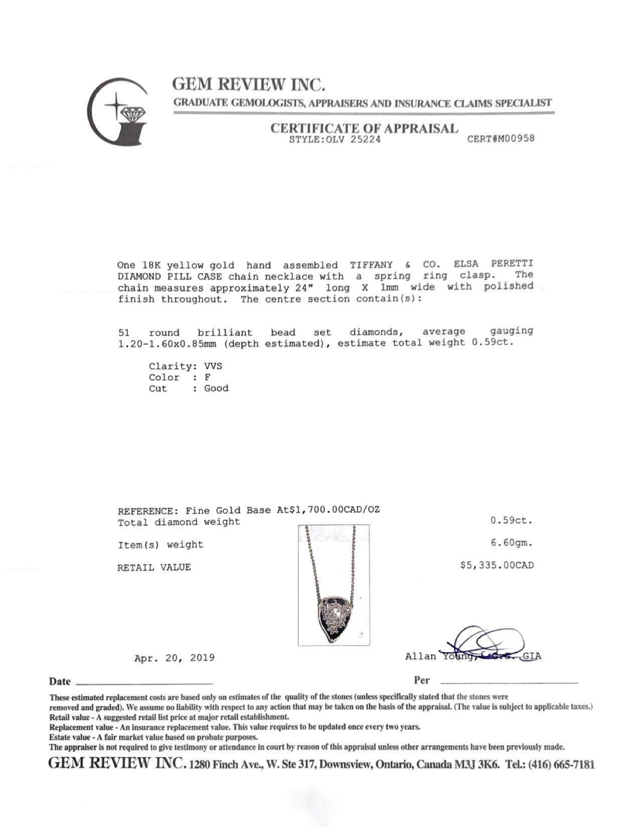 Tiffany & Co. Elsa Peretti Pave Diamond Pill Case Pendant Necklace