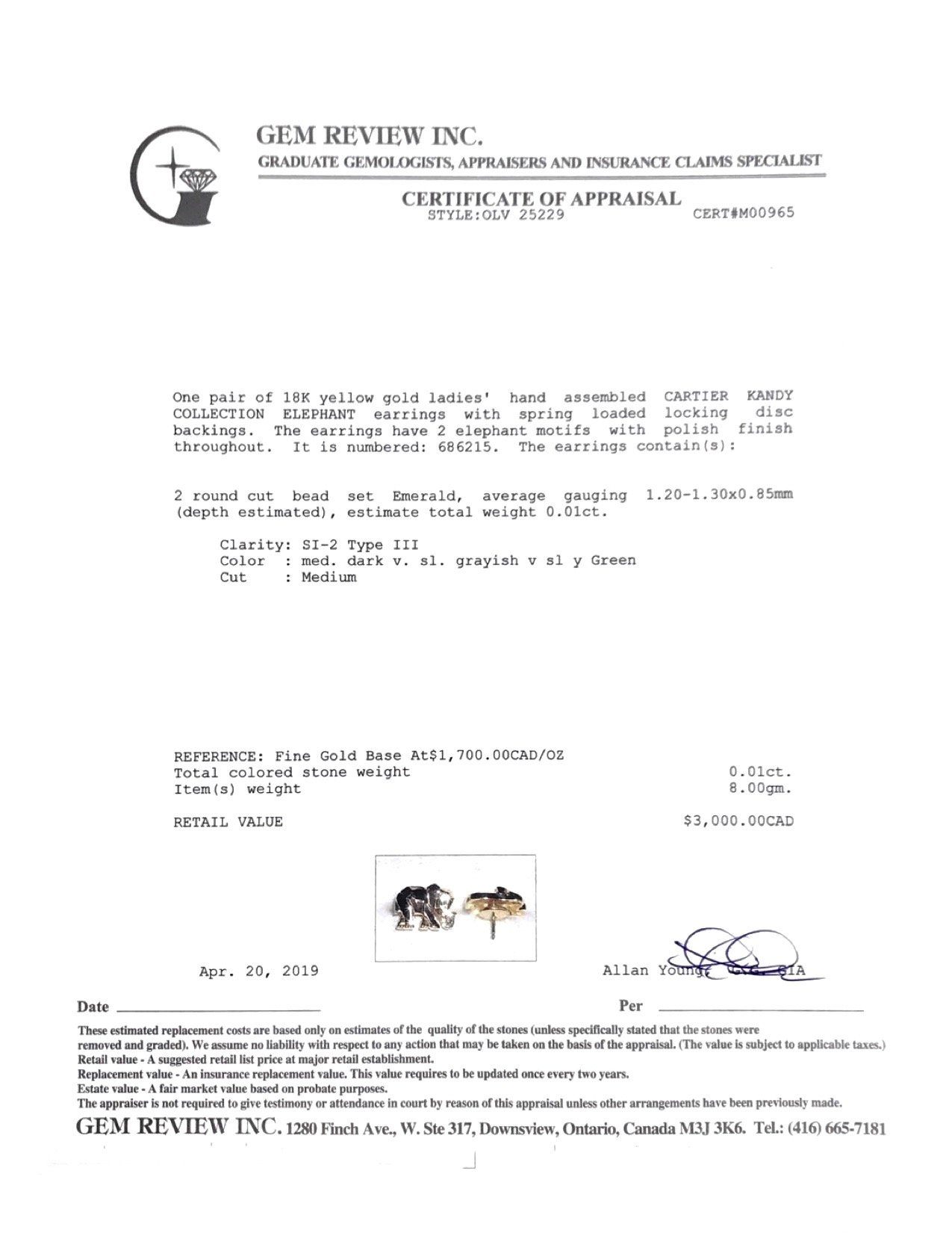 Cartier Rare Khandy Collection Vintage Elephant Earrings