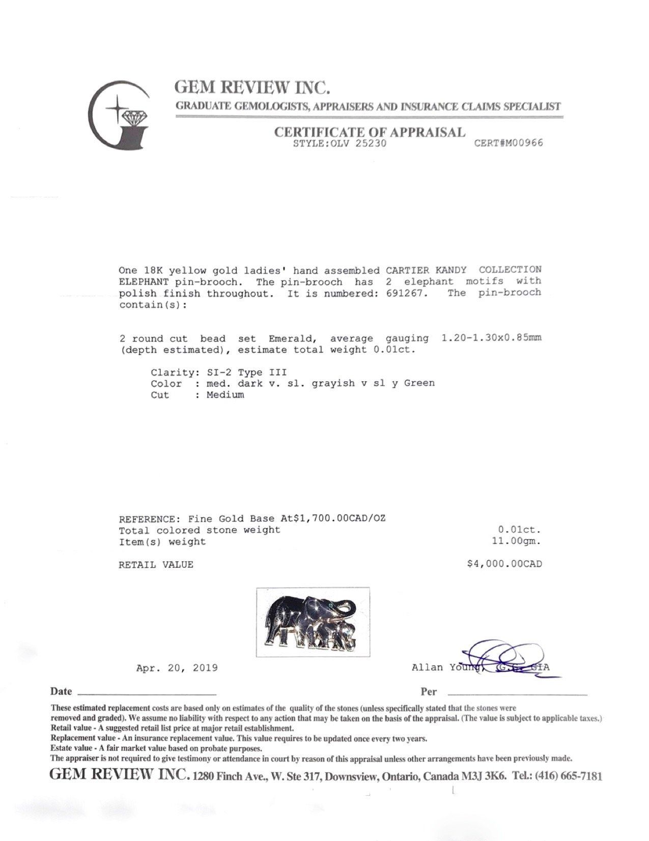 Cartier Rare Khandy Collection Vintage Elephant Brooch